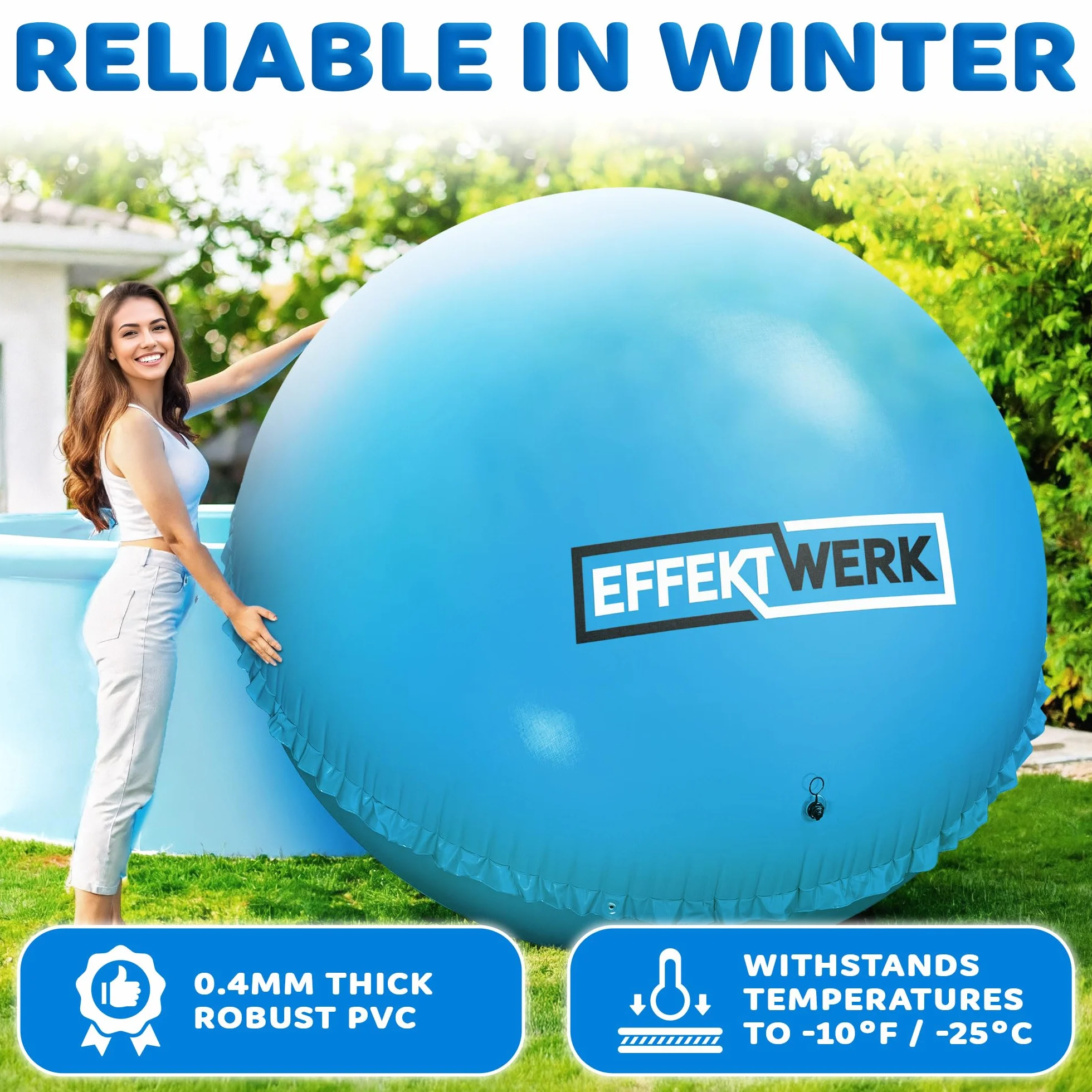 Globo de Aire Inflable Gigante de 3m para Piscina en Invierno con Cuerda de 5m, Parches y Tapa de Válvula