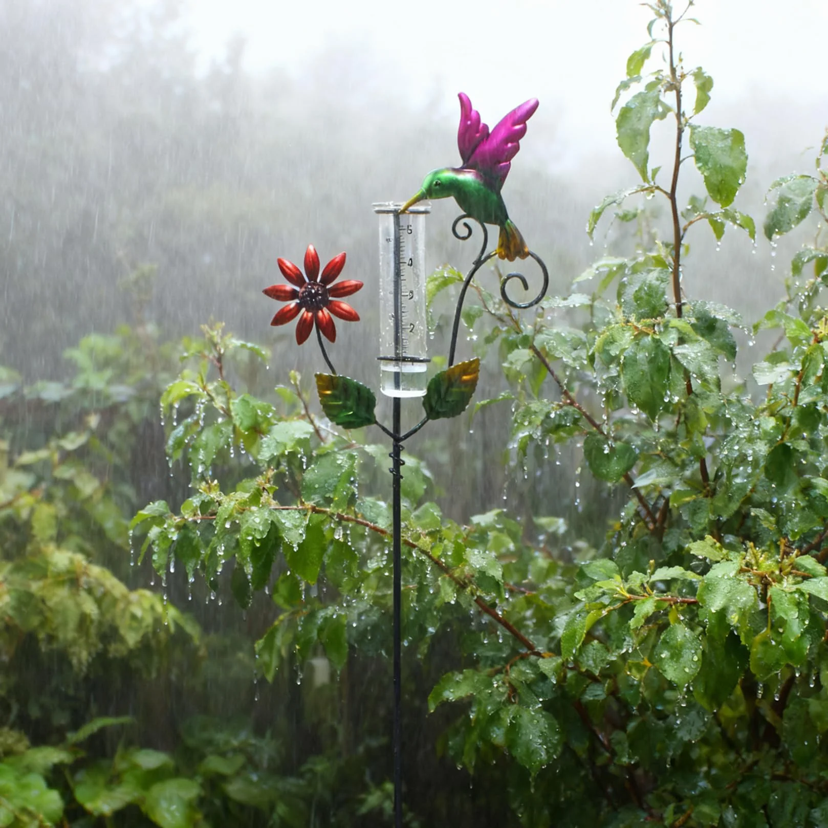 Pluviómetro para jardín Resistente a heladas con Soporte metálico