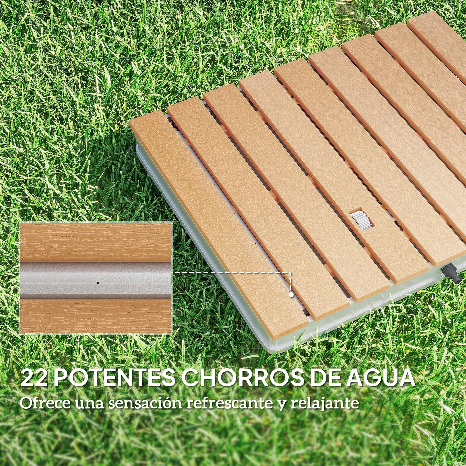 Outsunny Ducha de Jardín Portátil 70,5x55 cm Exterior Suelo Altura Ajustable 4 m Aluminio Resistente Agua Rayos UV Heladas Camping Piscina Playa