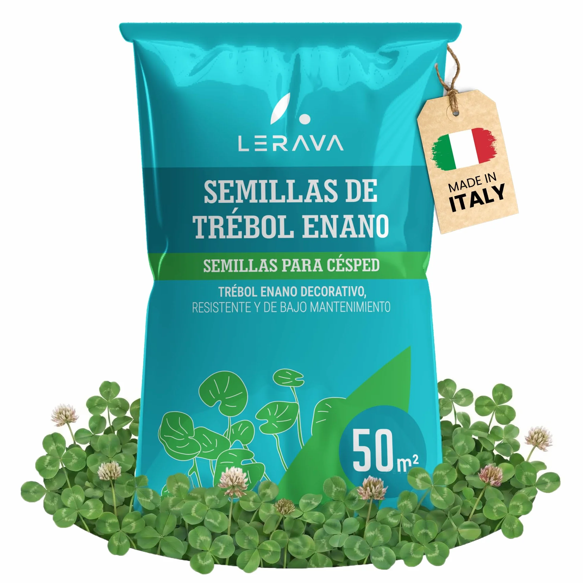 LERAVA Semillas Trebol Blanco Enano 200g 50m² Fija el Nitrógeno Mejora la Fertilidad del Suelo