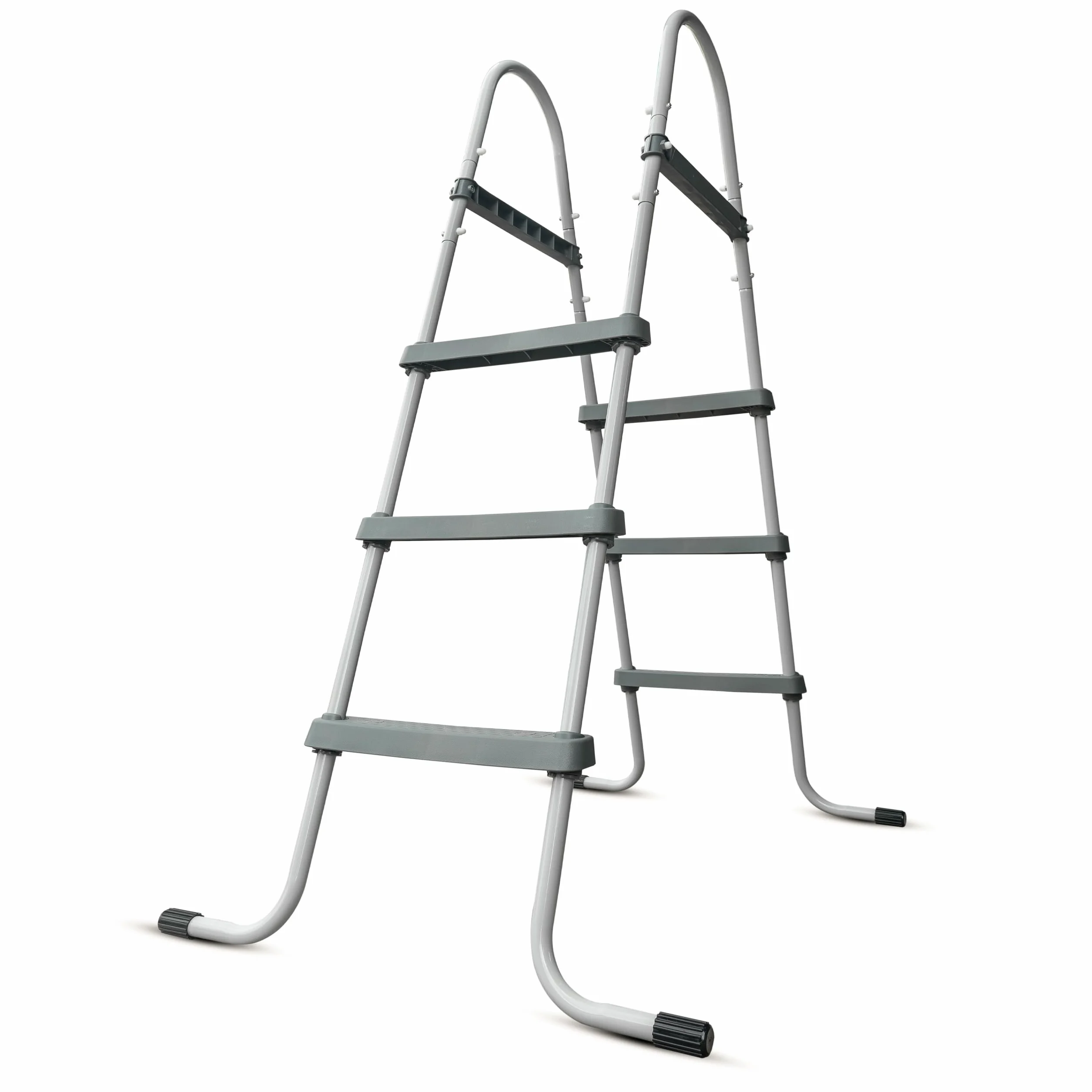 Escalera de piscina estable de metal hasta 107 cm, escalones anchos, montaje rápido