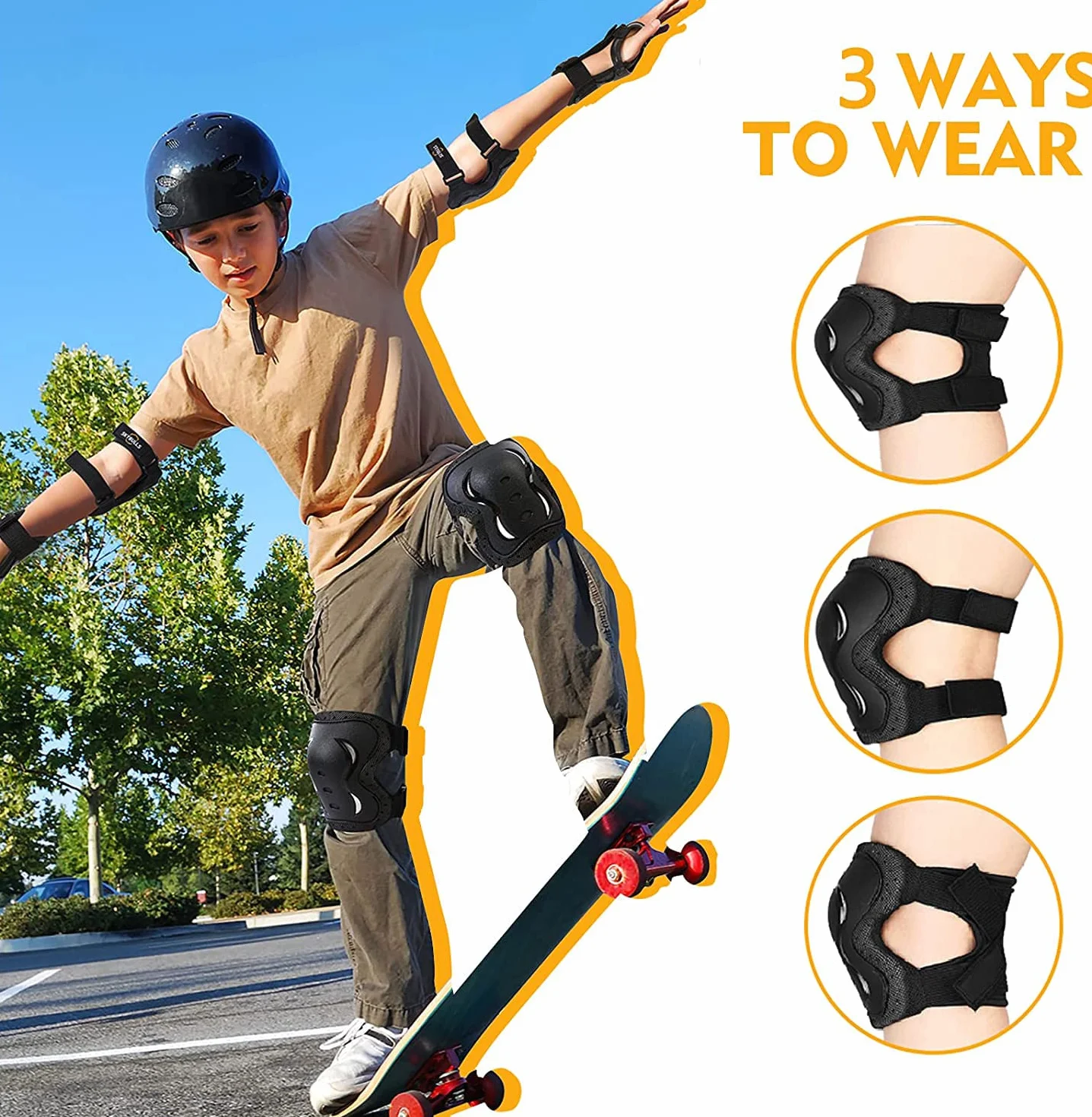 Protecciones Patines Ajustables Rodilleras Coderas Muñequeras para Patinaje Ciclismo Monopatín Bicicleta Skate