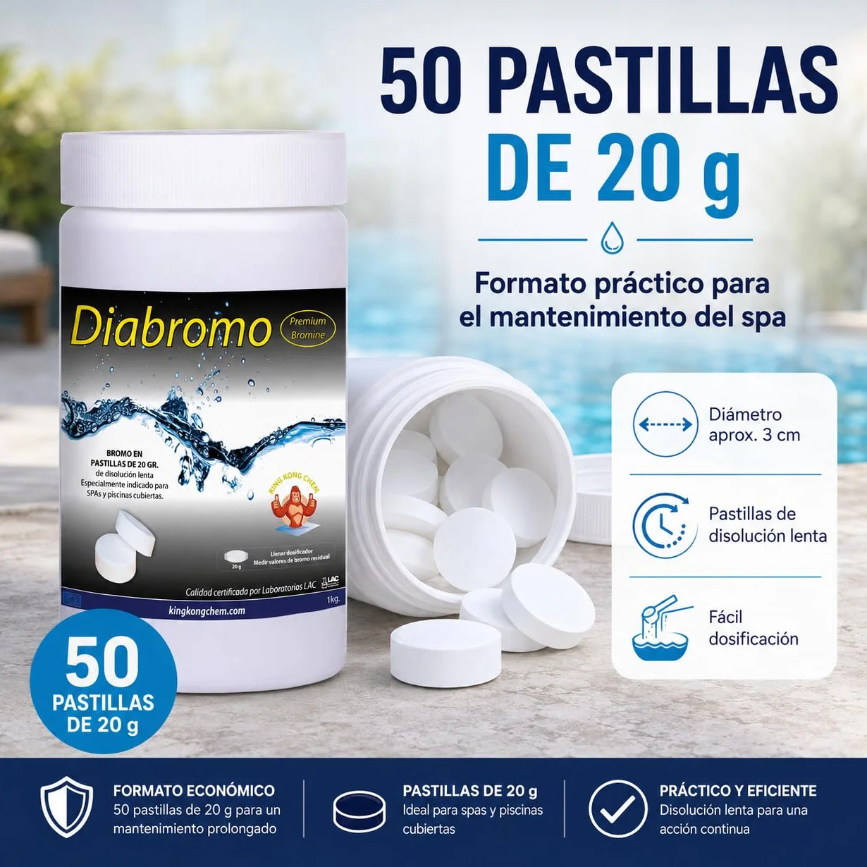 Diabromo 1 kg - Bromo Desinfectante para SPA y Piscinas Cubiertas