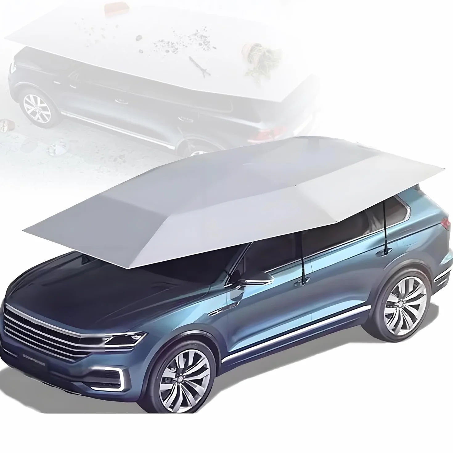 Cochera portátil con protección solar toldo plegable para coches silvergray 5m