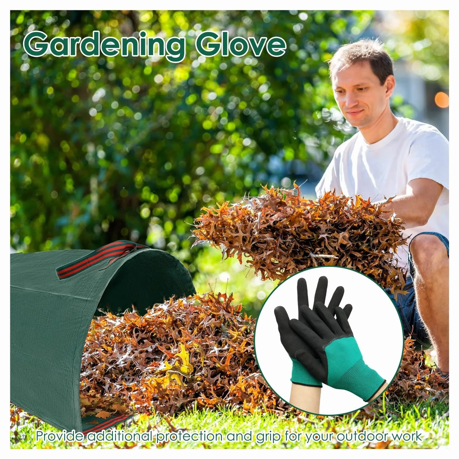 Recoge Hojas Jardin 2 bolsas for recoger malezas de jardín, hojas y flores, de gran capacidad, 270 l.