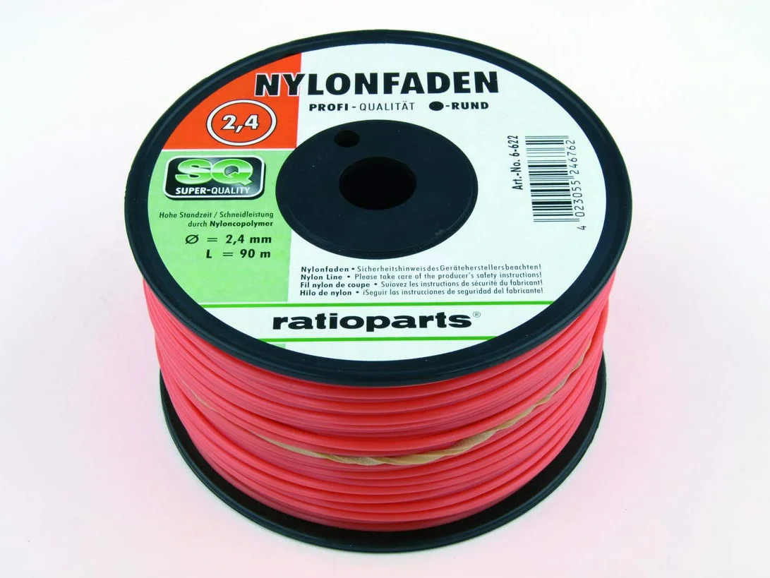 Ratio Parts Nylon Hilos 3,0 mm copolymer 240 m Hilo para recortabordes (Redonda Carrete, Color Naranja