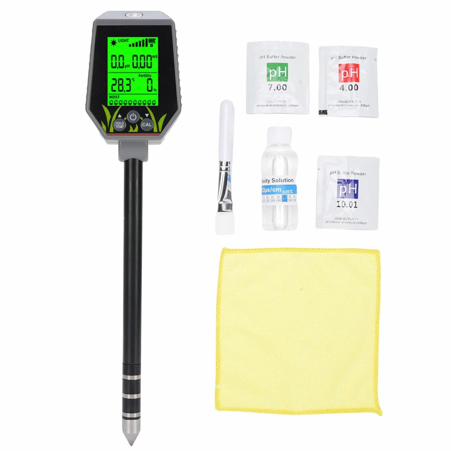 Jectse Medidor de Humedad del Suelo Probador de PH Digital, 6 en 1 Ph/Aire Humedad/Humedad/Temperatura/medidor de Ligereza, para Plantas de Agua de Jardín