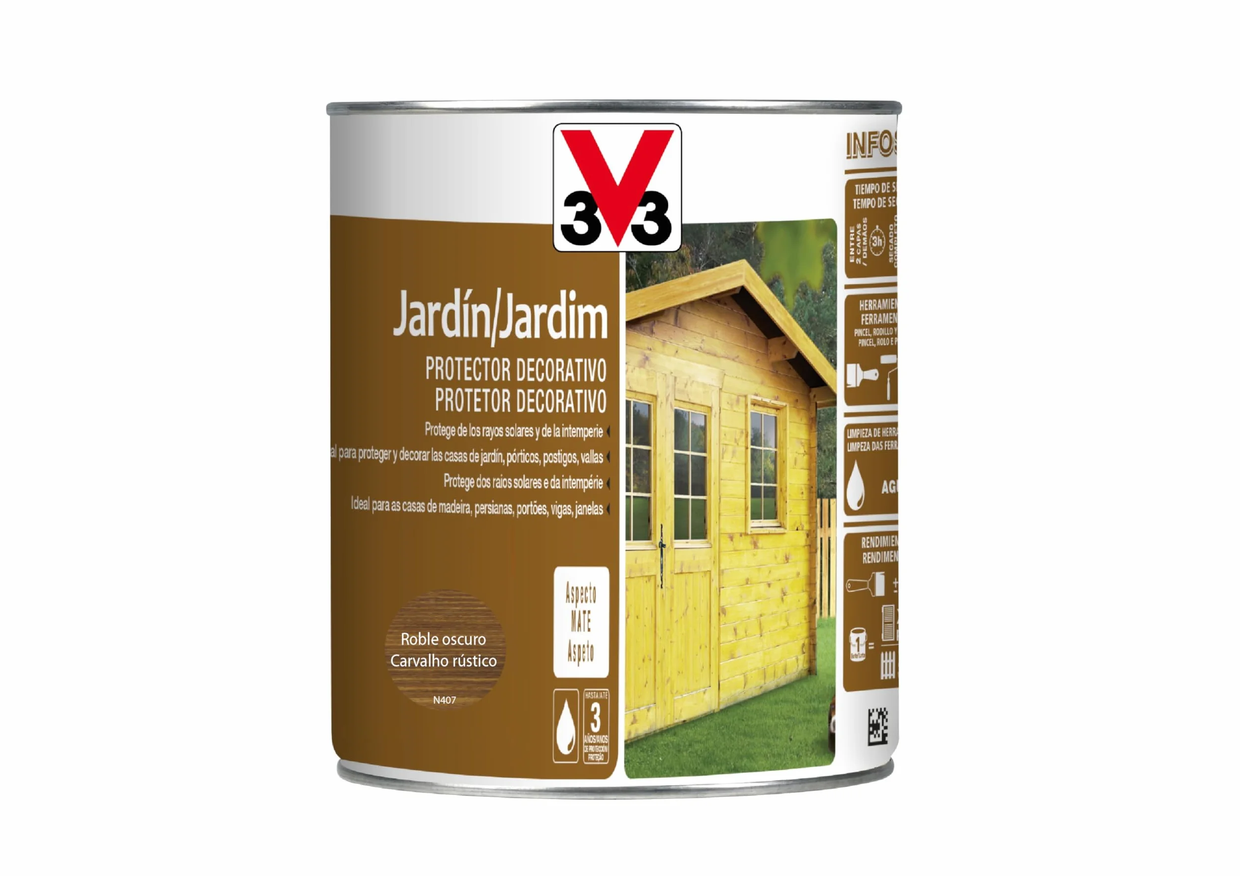 V33 Protector Decorativo de la Madera Jardín Mate Roble Oscuro 2,5L