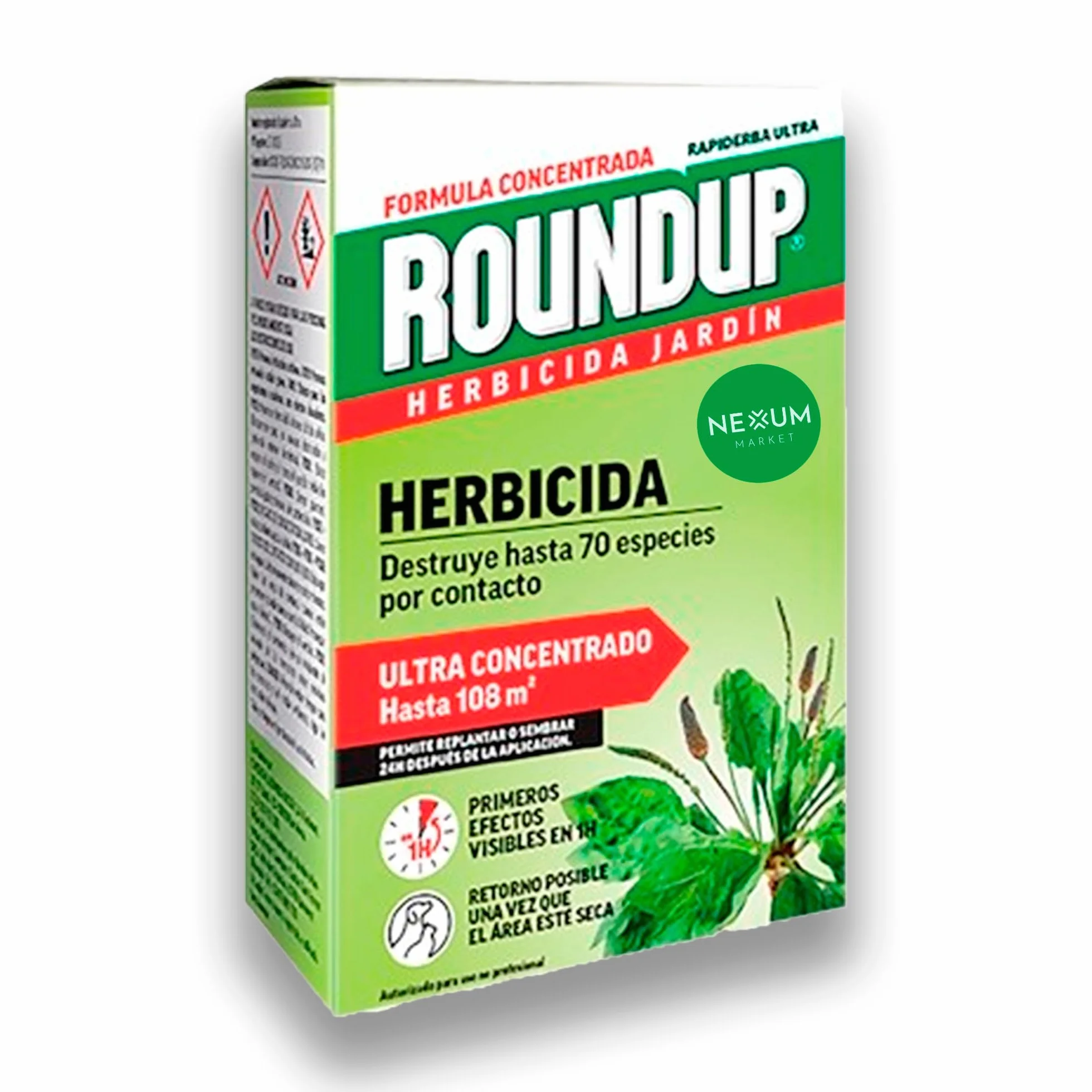 ROUNDUP Herbicida Concentrado 250ml para 5L Agua, Cubre 108 m2, Elimina 70 Especies