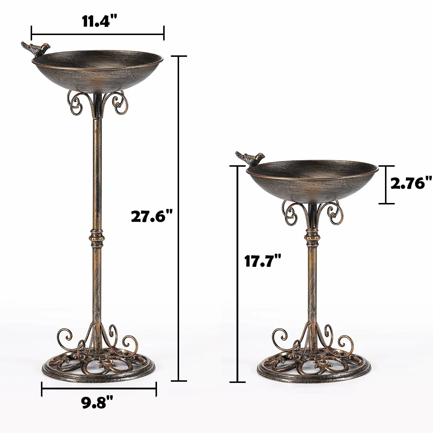Pedestal de Hierro Fundido 11.4 x 27.6 Pulgadas para Exteriores Bebedero de Pájaros Vintage