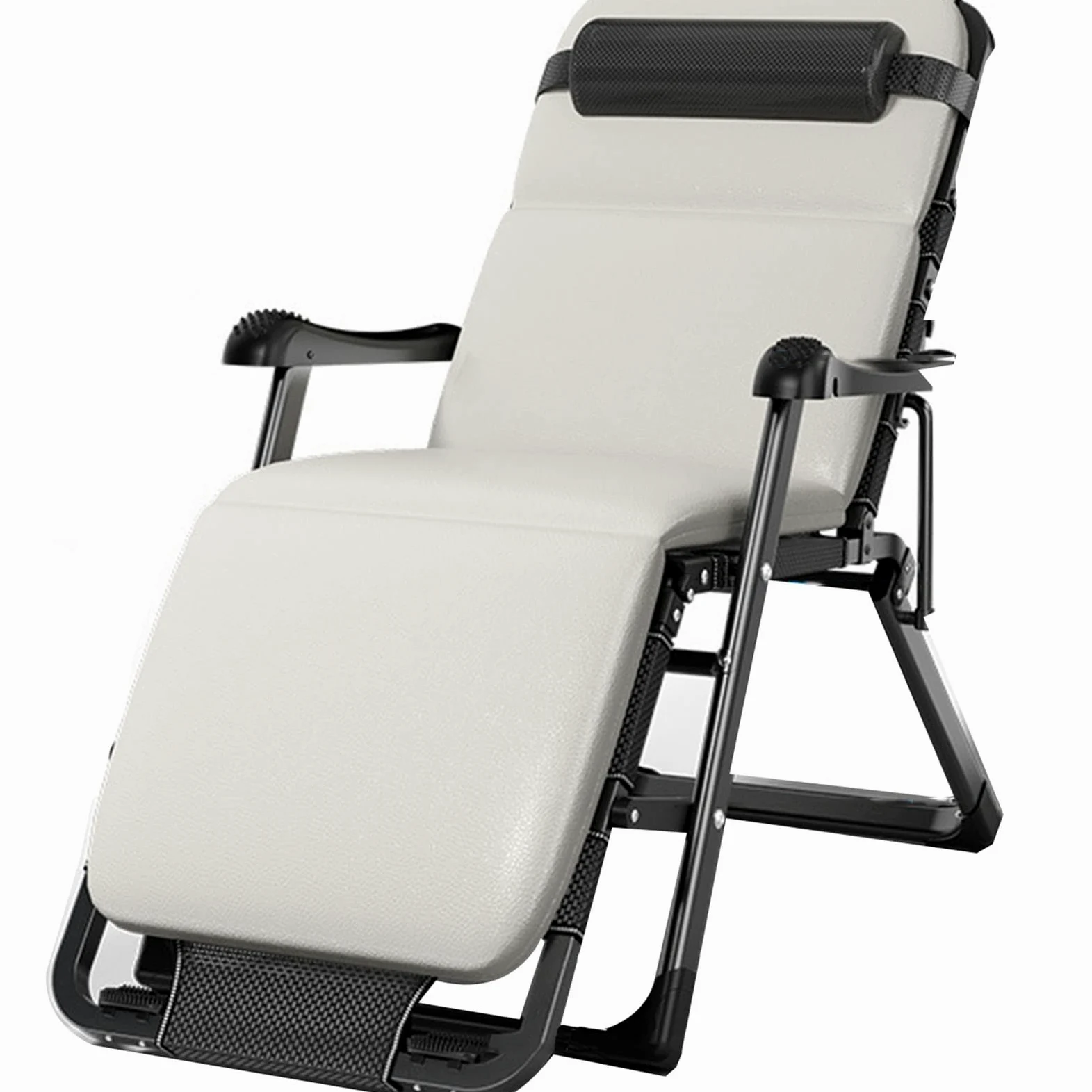 Silla de Gravedad Cero, Silla Extragrande de Gravedad Cero, sillón reclinable con colchón, Ideal para Tomar el Sol, Acampar, Piscina, Playa y Patio, B1