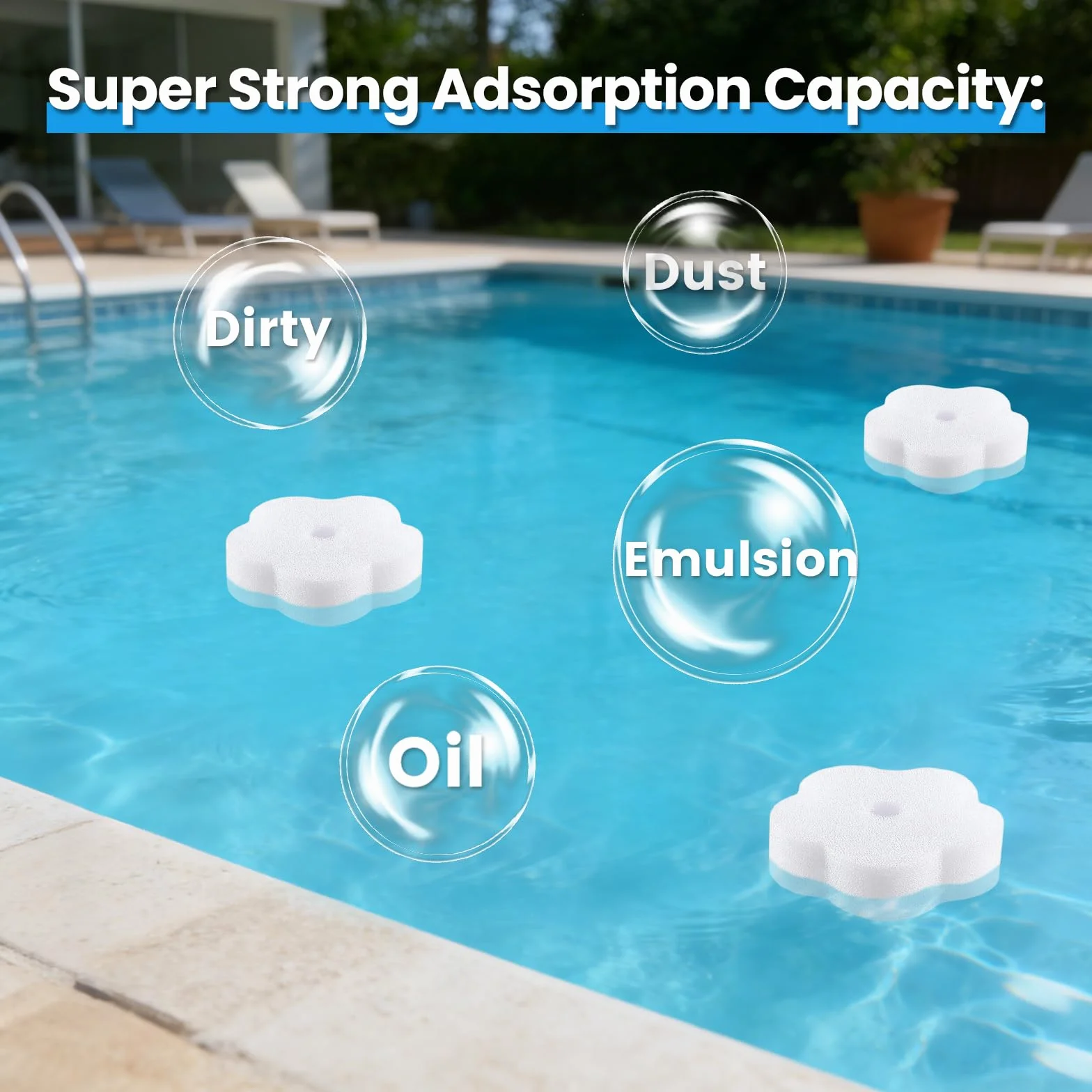 Esponjas Absorbentes Piscina Forma de Flor Absorbe Aceite Grasa Suciedad 12 PCS