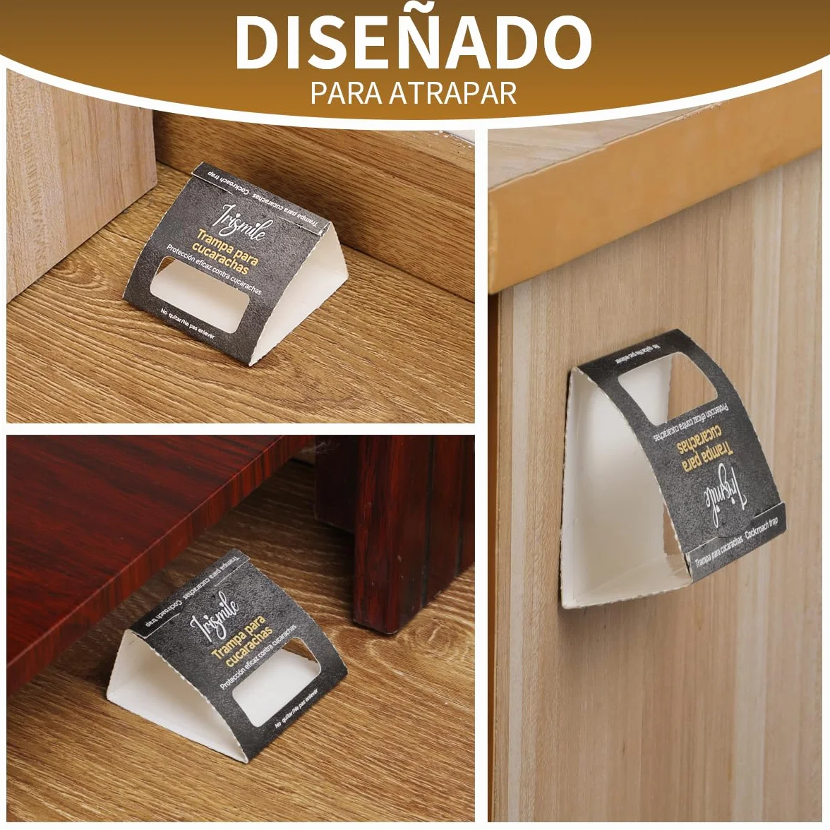 Trampas para Cucarachas 30 Piezas - Adhesivo Extra Fuerte con Atrayente Sin Químicos - Seguro para Niños y Mascotas