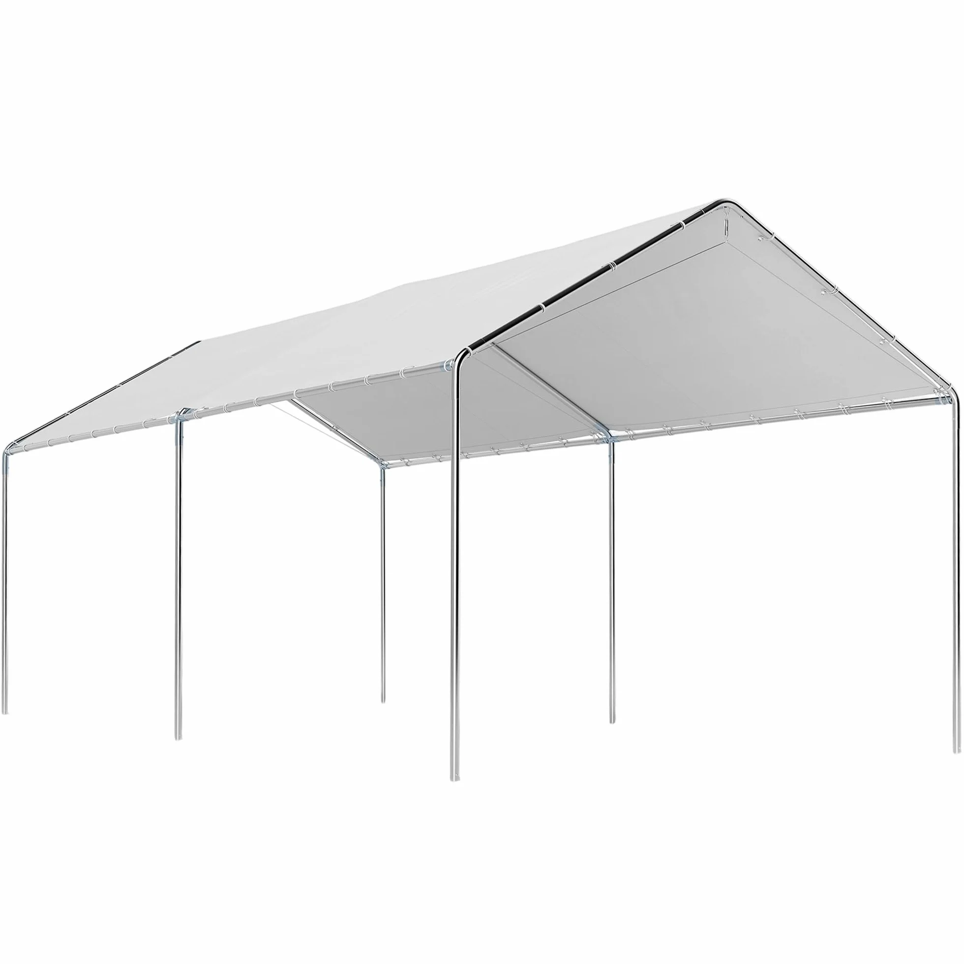 Outsunny Carpa Garaje 3x6 m Impermeable Acero Galvanizado Toldo PE Blanco