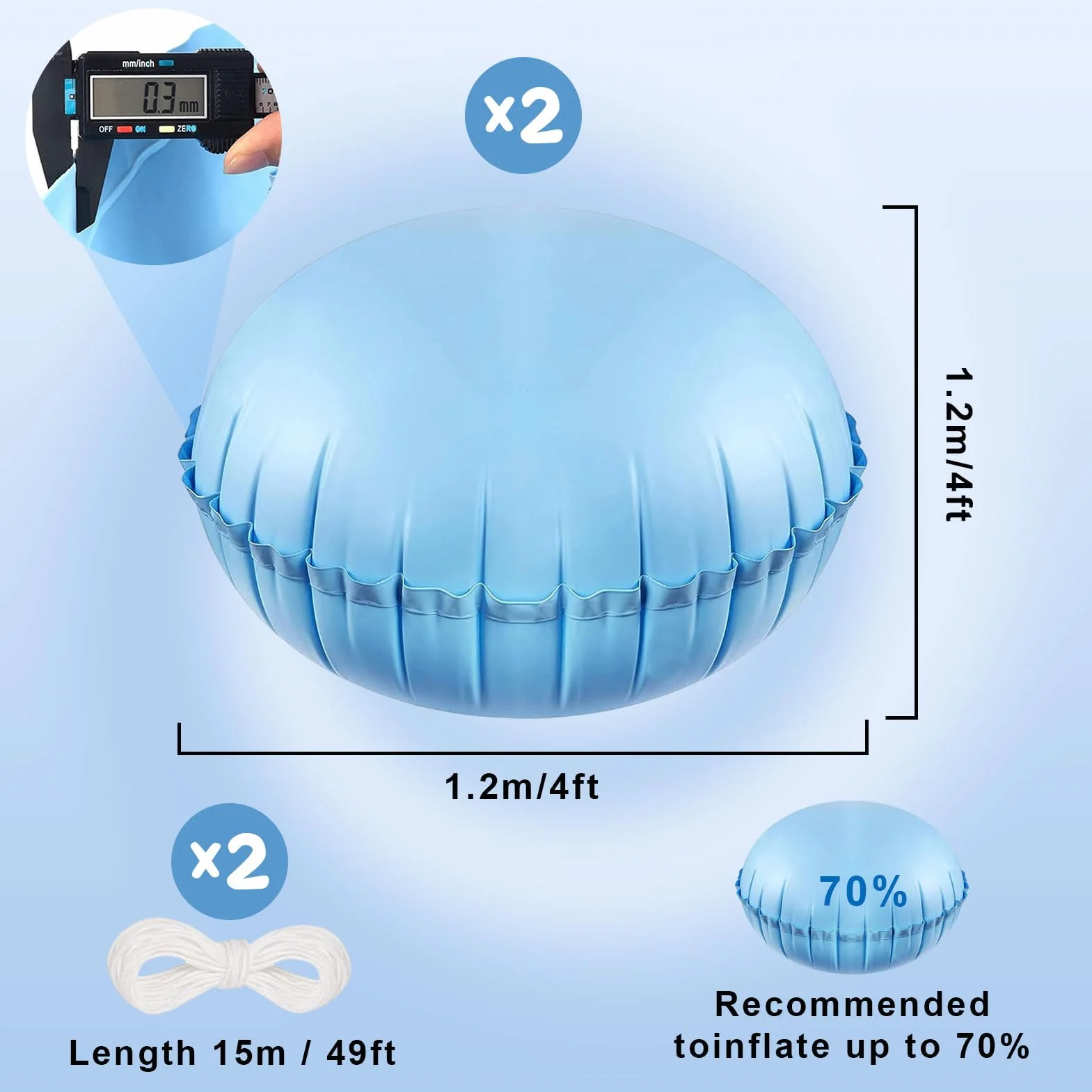Cojín de piscina para invierno, 2 unidades, 48 x 48 pulgadas, almohada inflable