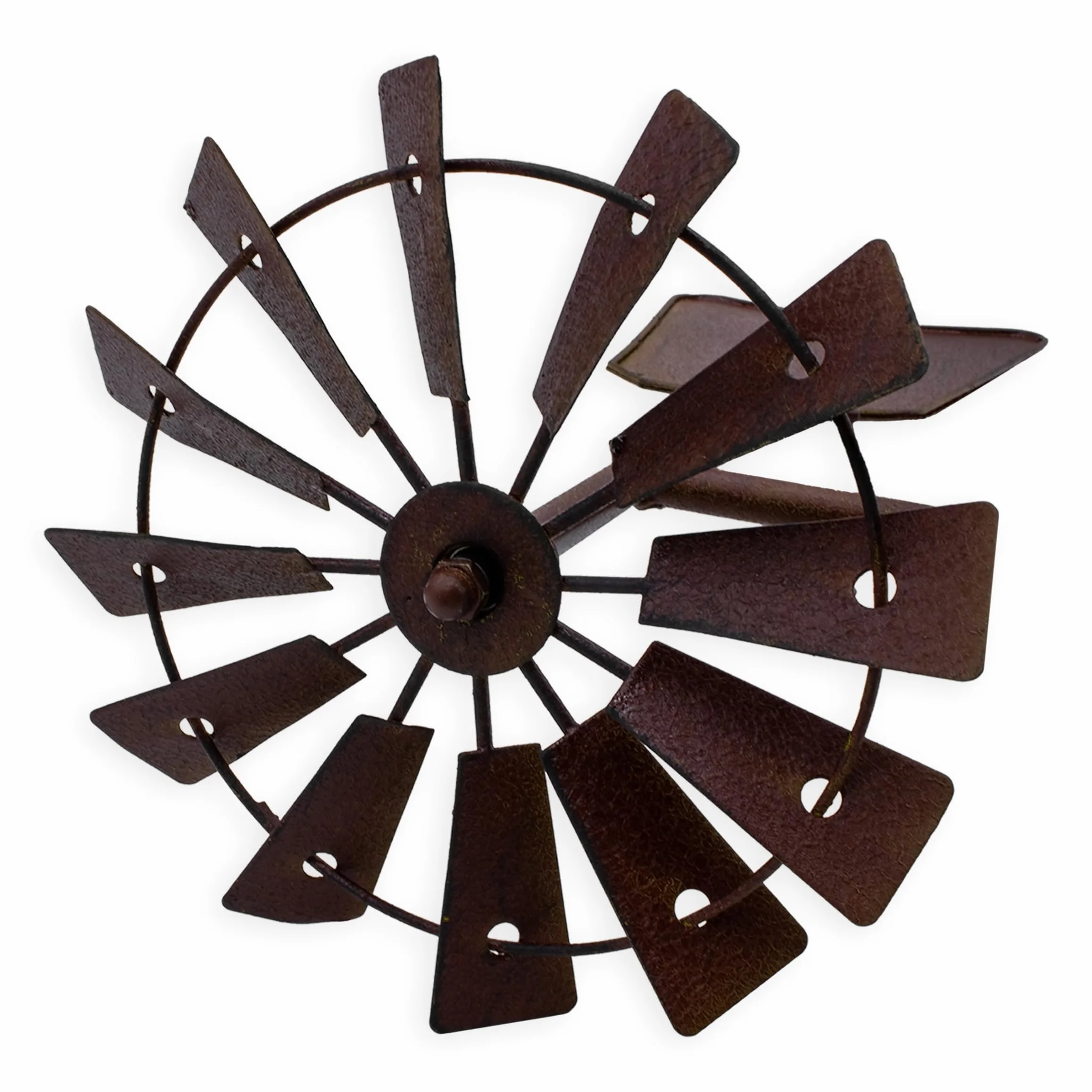 Molino de viento de metal oxidado con veleta 120x17 cm decoración jardín resistente intemperie