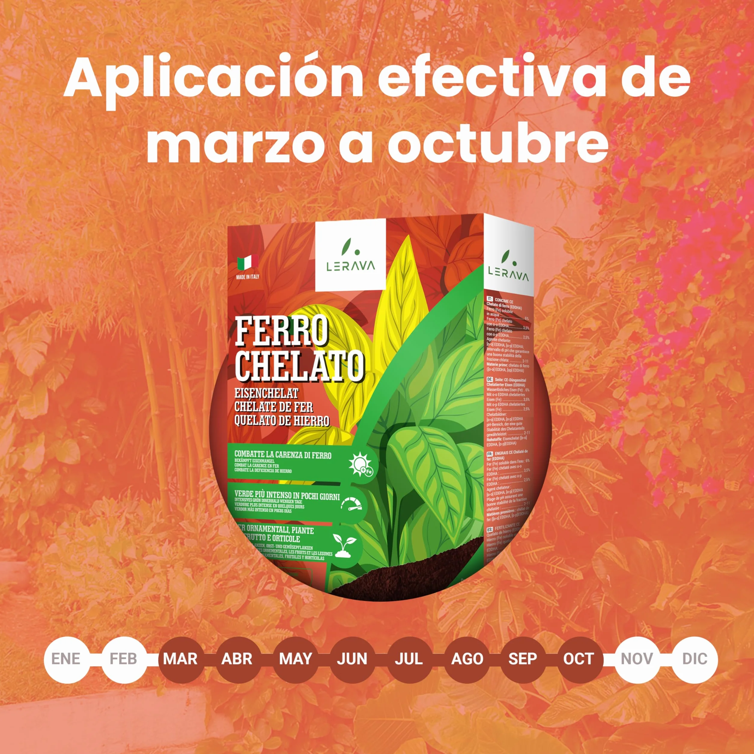 LERAVA Quelato de Hierro 200 g - Verdeante Soluble en Agua - Corrige Amarilleo - Mejora el Verde Natural - Apoya la Fotosíntesis - Ideal para Plantas y Cítricos