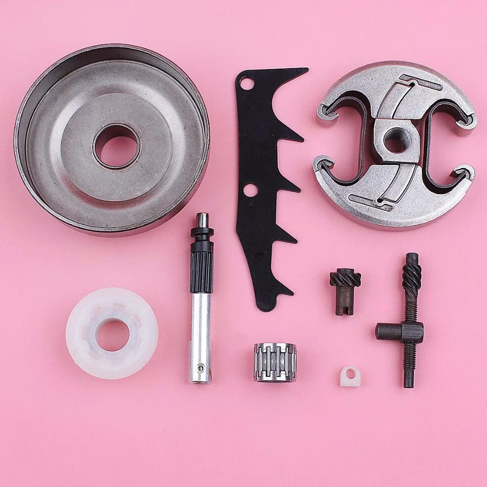 Accesorios Tambor de embrague de cadena 325 7T para compatible con Husqvarna 445 450, tensor de ajuste, bomba de aceite, engranaje helicoidal, motosierra para perros, pieza de repuesto