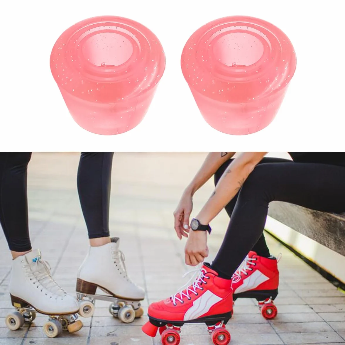 Topes para patines de goma PU universales con tornillos rosa transparente Juego de 2