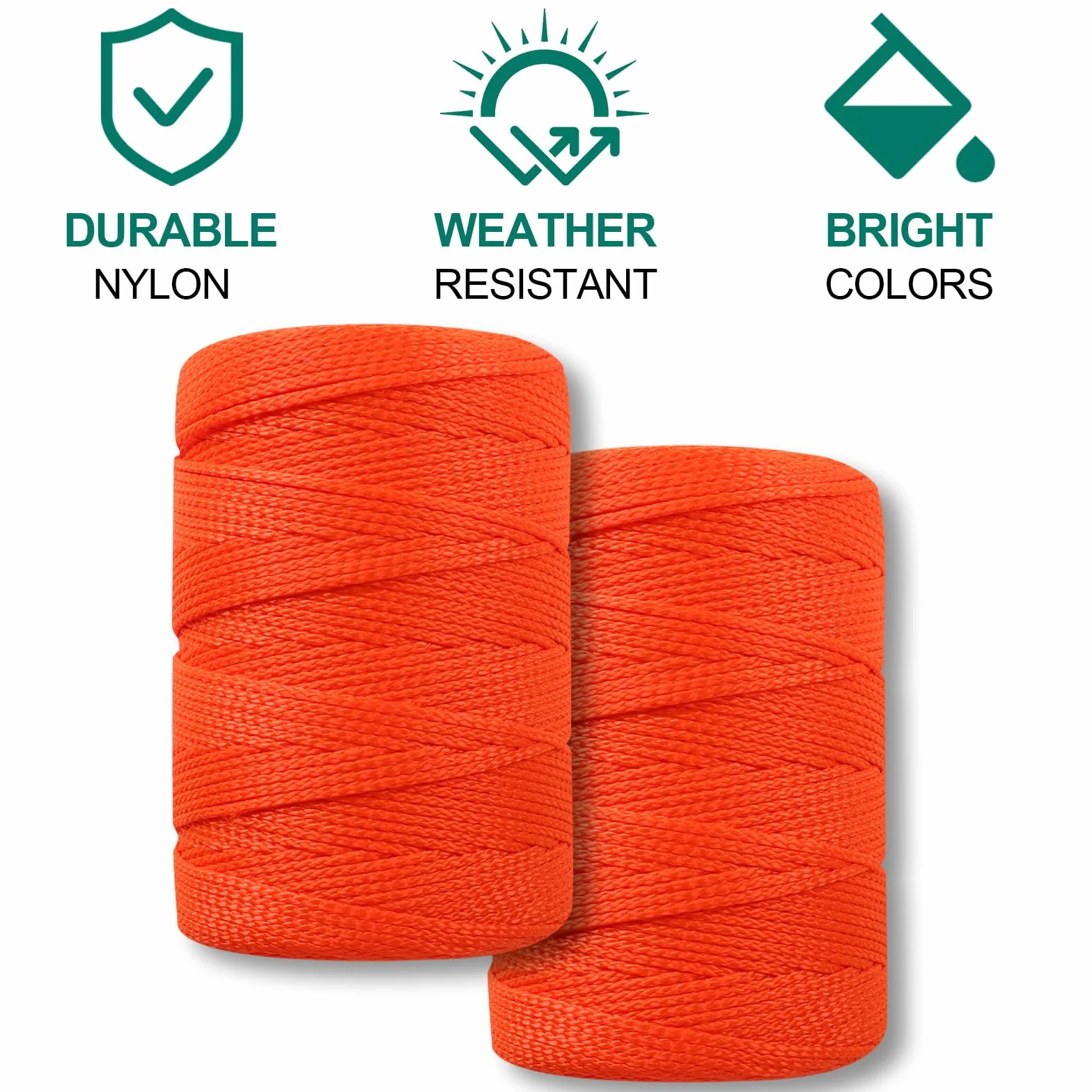 Romeda Línea Mason de 44 W, 500 pies de longitud, línea naranja, cuerda de línea Mason, cuerda de construcción, cuerda naranja, cuerda de cordel para jardinería, línea de albañilería trenzada, líneas