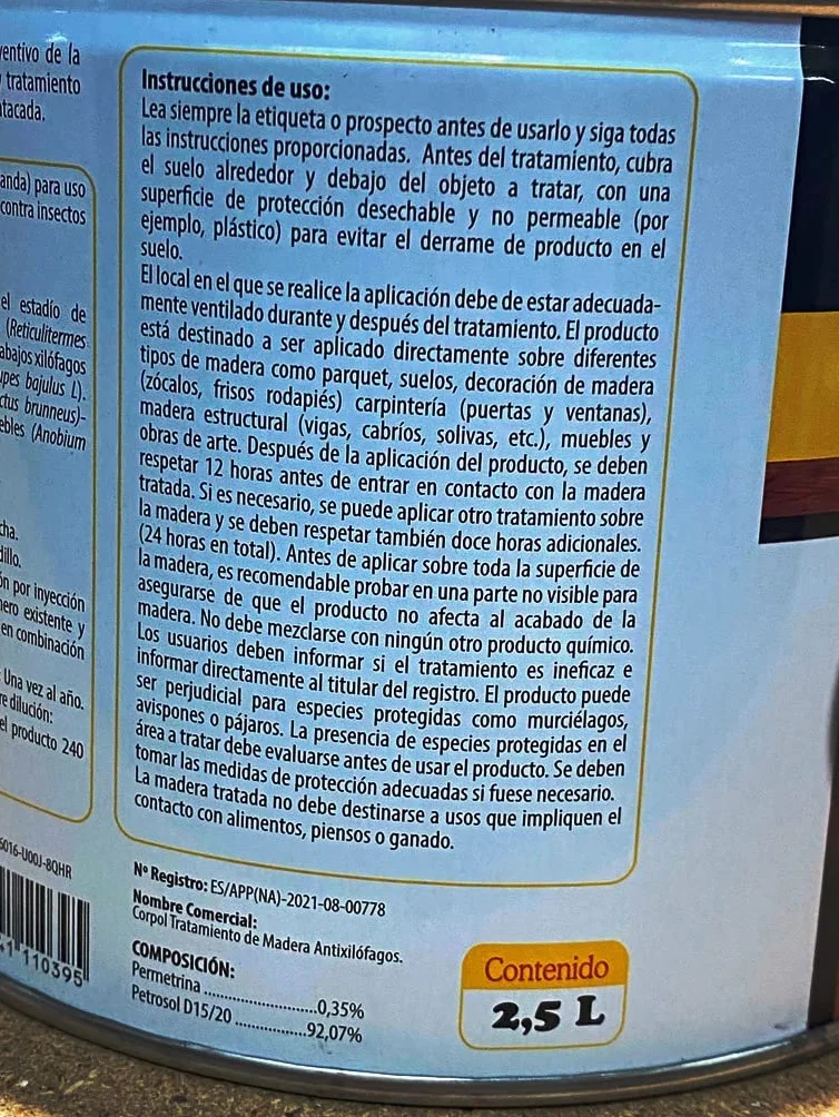 CORPOL Protector Madera Mata Carcoma Polillas Xilófagos 750ML