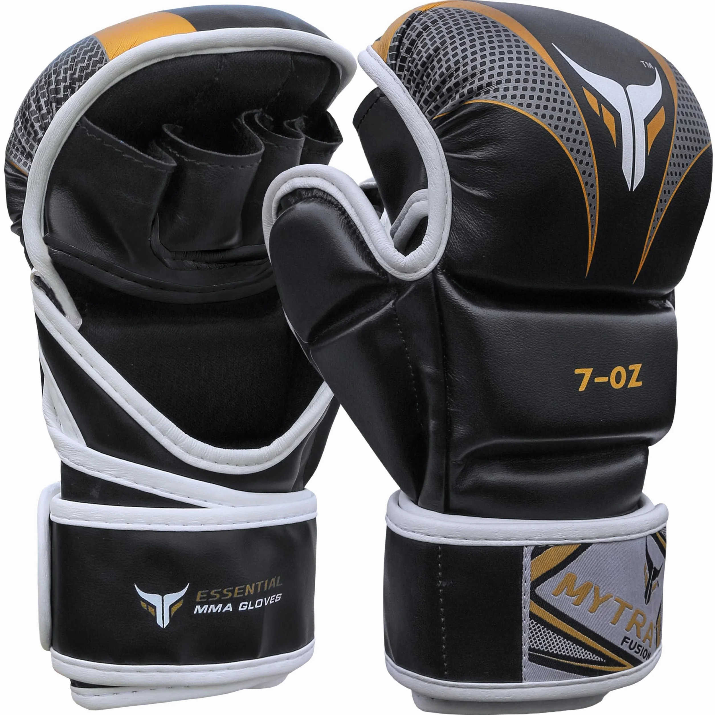 Mytra Fusion Guantes MMA Palma Abierta Muñequera Ajustable Sparring Grappling Kickboxing