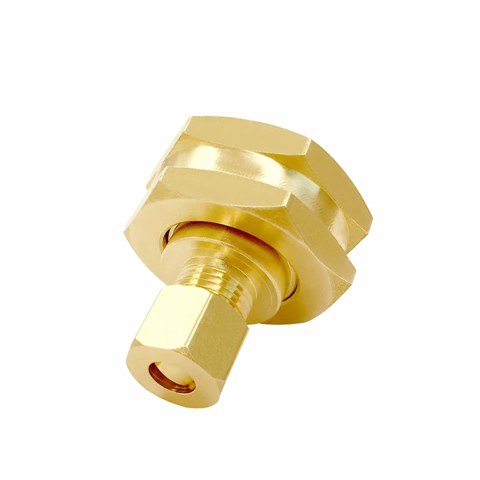 Joywayus Adaptador de grifo estándar de latón de EE. UU. Convierte rosca hembra de manguera de jardín de 3/4 pulgadas GHT a adaptador de tubo de compresión OD de 1/4 pulgadas (paquete de 2)