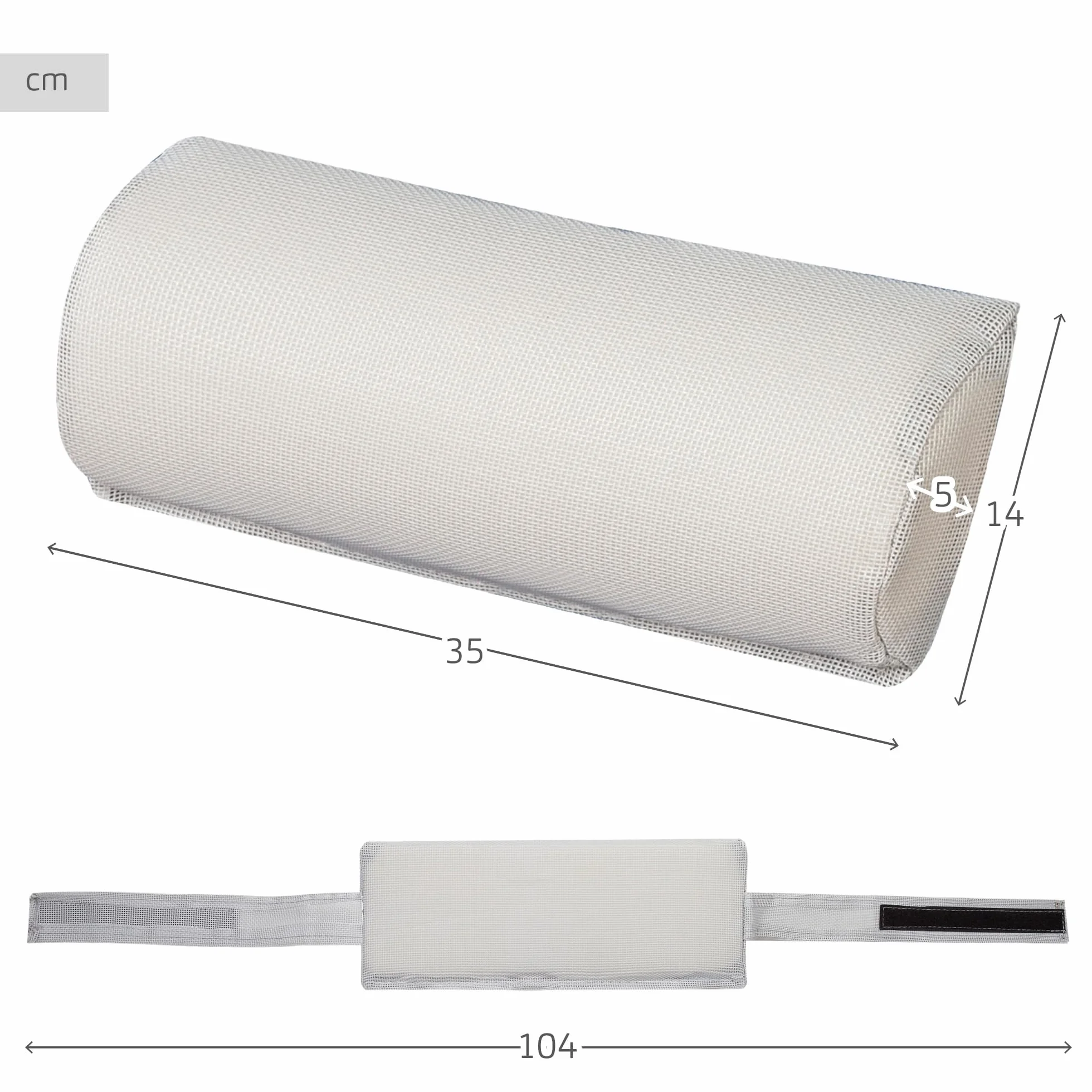 AKTIVE Cojín para Silla de Playa removible Blanco 35 x 14 x 5 cm Almohada portátil