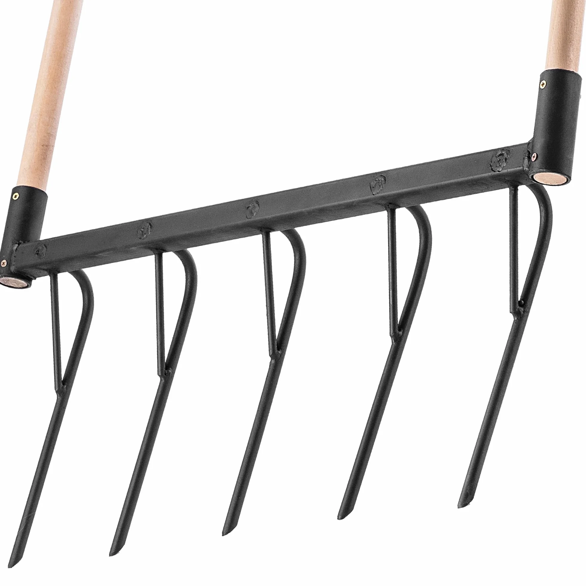 KADAX Horquilla de excavación 5 puntas mango madera, cultivador manual robusto para jardinería
