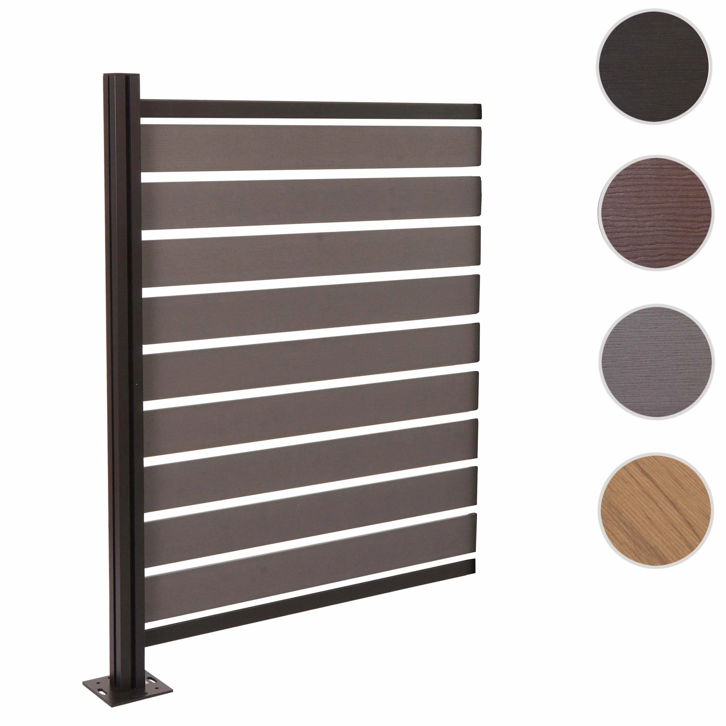 Mendler Valla de cubo de basura aluminio HWC-K57 ampliable Polywood 130x100x6 cm gris