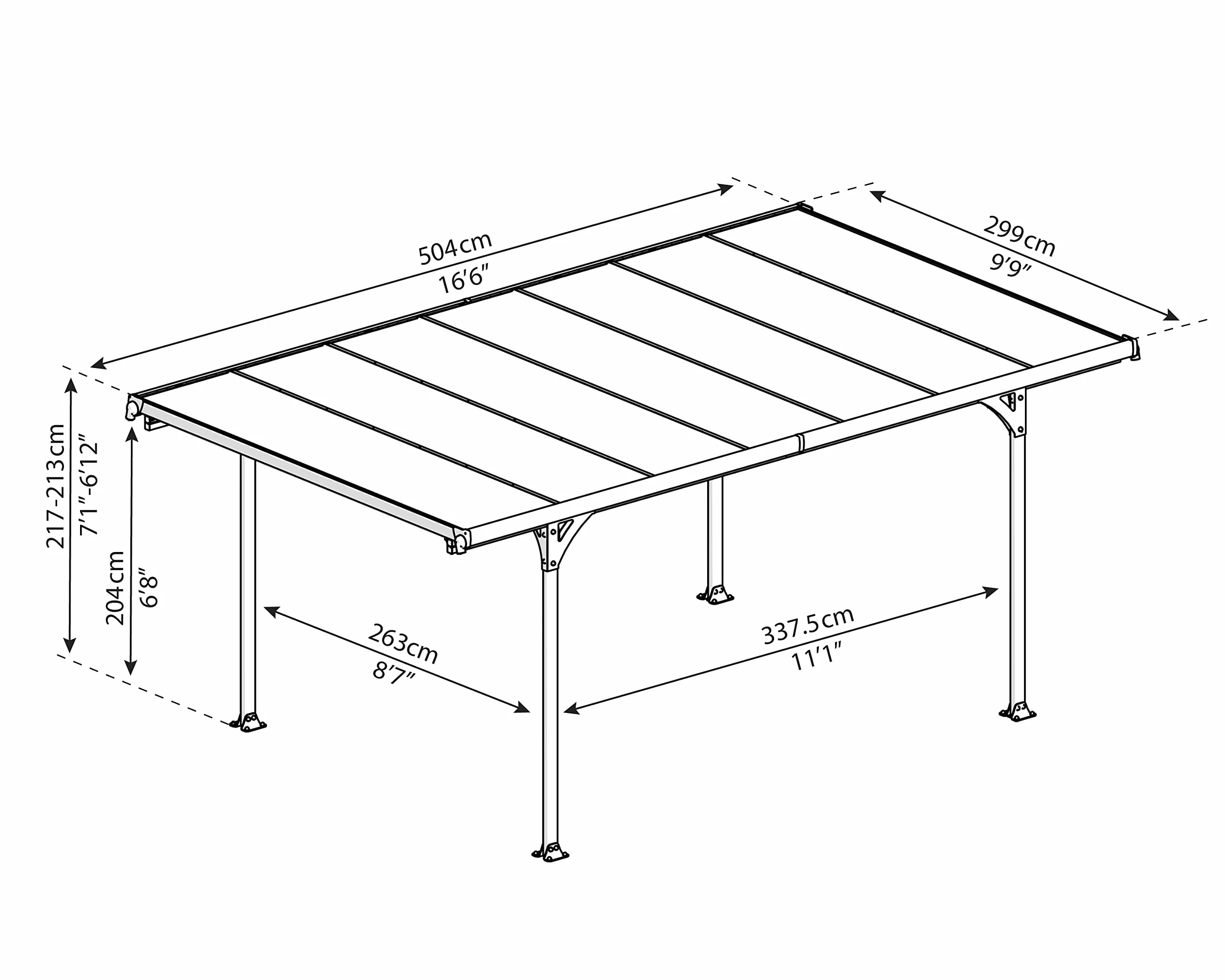 Canopia by Palram Carport Verona 5000 504 x 299 cm - Cobertizo de Policarbonato Antracita para Coches de Aluminio