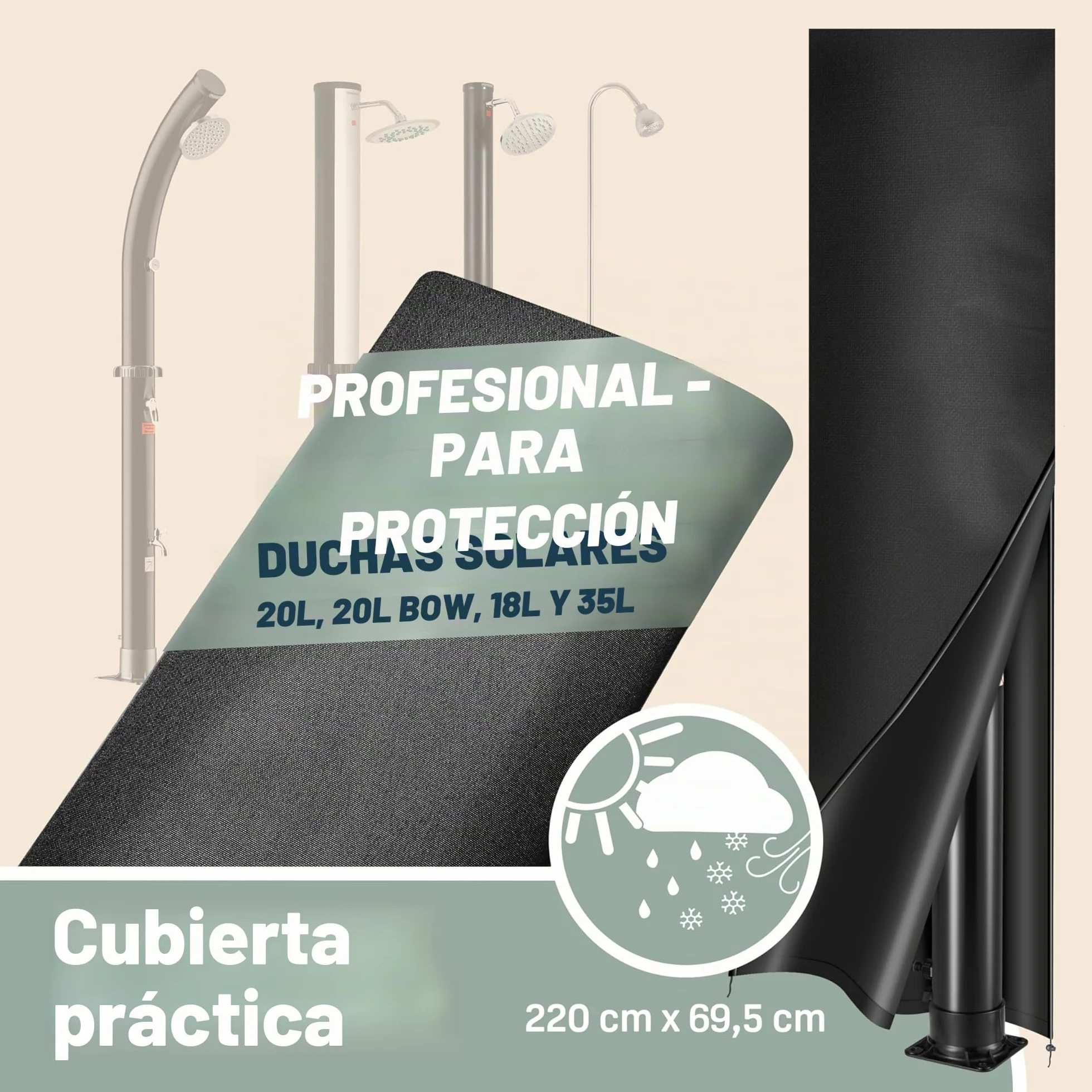 Monzana Ducha Solar Exterior 20L Cabezal Giratorio Lluvia Grifo Metal Conexión Rápida Manguera Agua Caliente Resistente Intemperie Camping Piscina Cubierta Protectora Negro