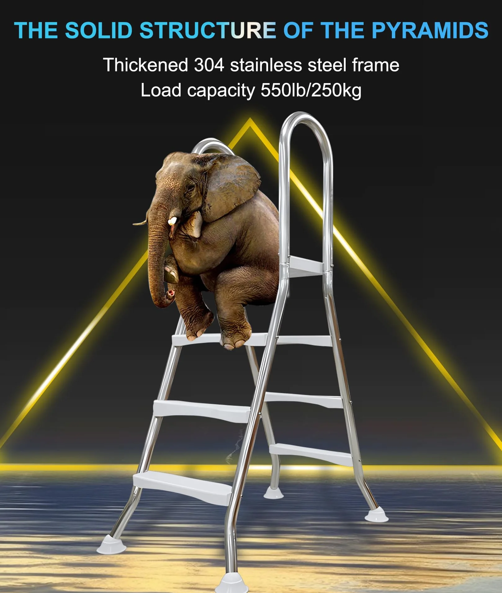 Escalera de Acero Inoxidable 4 Peldaños para Piscinas Elevadas 135cm 250kg