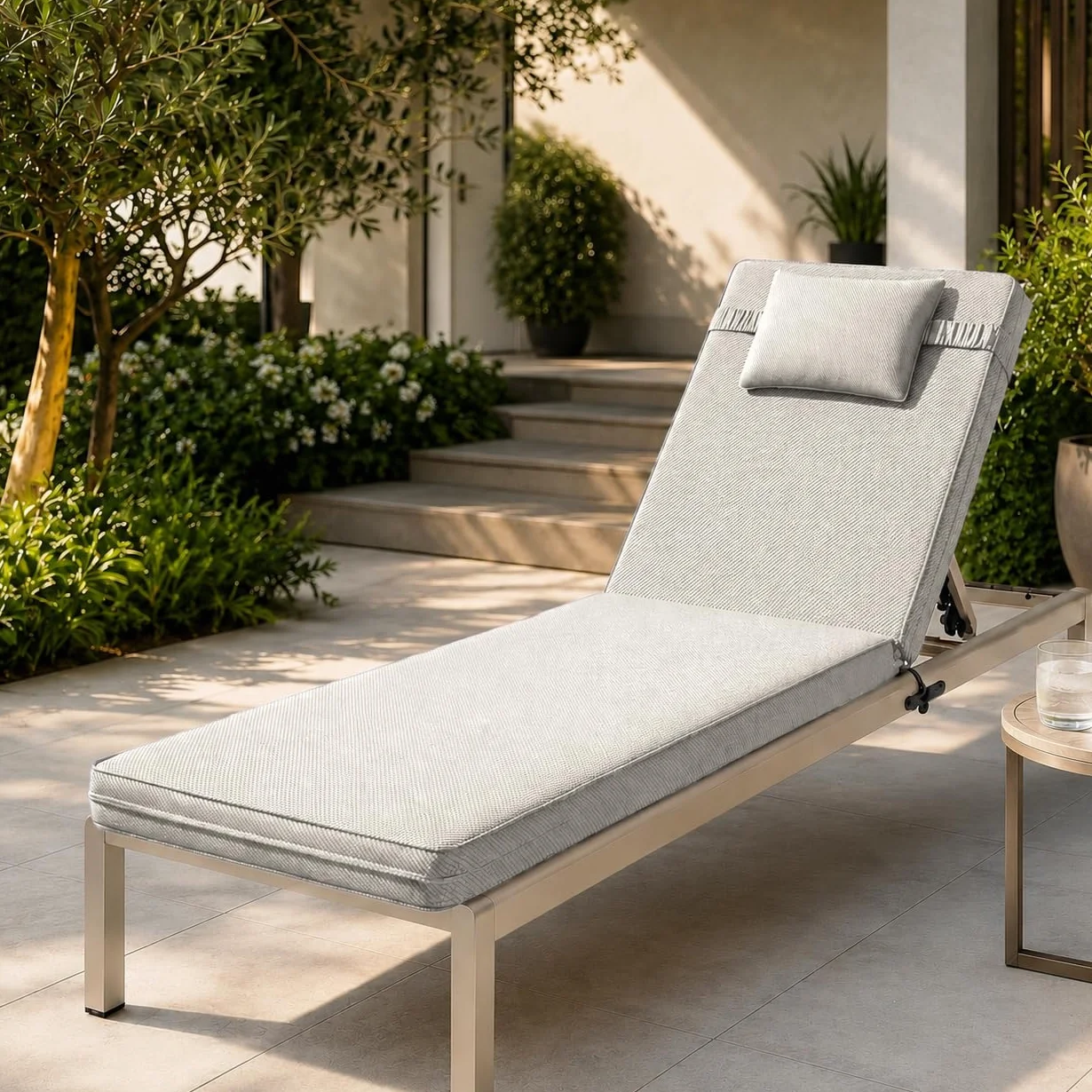 MANEMI Cojín para Tumbona 190x57x8cm Acolchado Espuma Desenfundable Cremallera Poliéster Resistente Cintas Sujeción Jardín Terraza Piscina