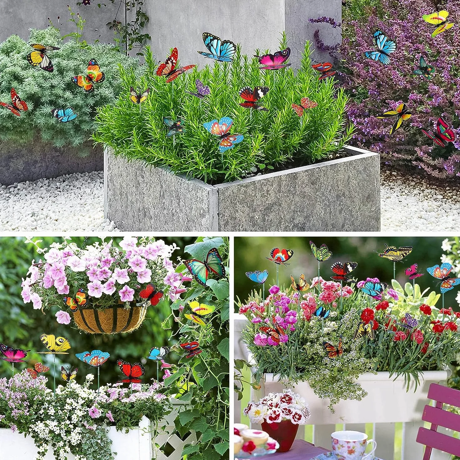 Estacas de Mariposas de Jardín 9CM PVC 3D Impermeables Decoración Exteriores Patio