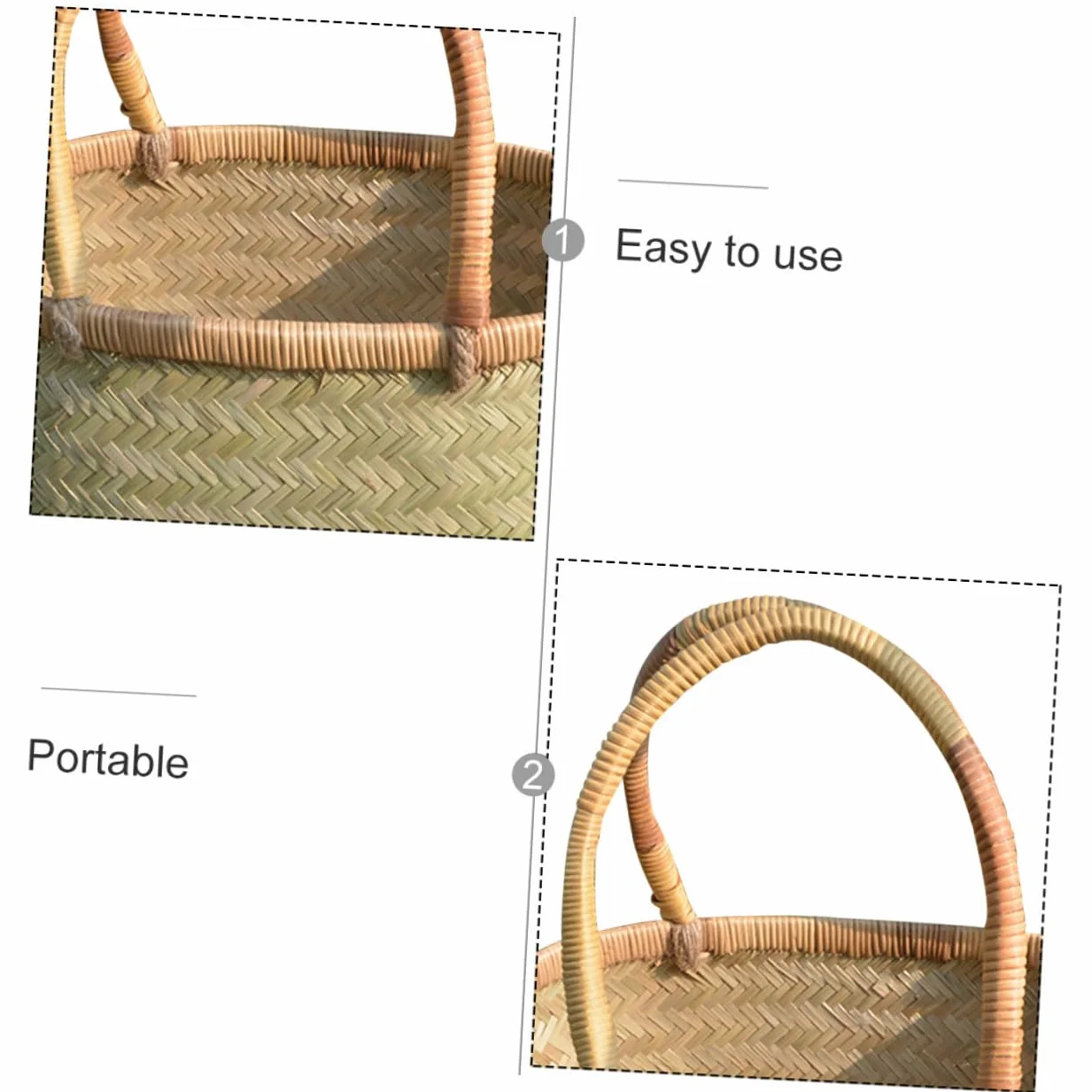 MAGICLULU Cesta Tejida De Bambú Pequeña para Picnic y Almacenamiento Cesta Multiusos Portátil Color Aleatorio 31x21x16 Cm para Jardín y Patio Al Aire Libre