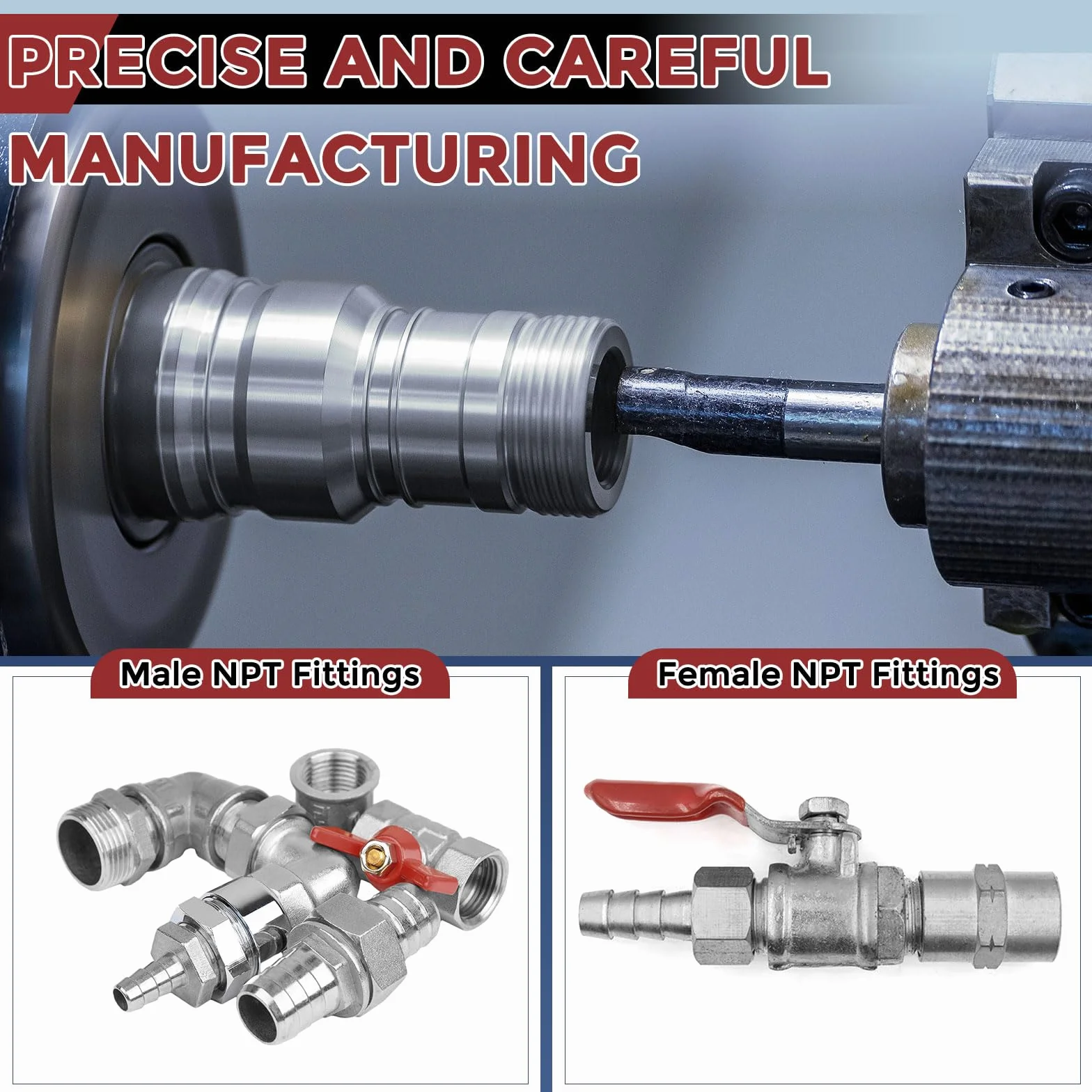 Paquete de 5 púas de manguera de acero inoxidable 304 de 1/3 pulgadas a accesorios macho NPT de 1 pulgada, barras hexagonales de acero inoxidable para máquinas domésticas, bañeras de masaje y