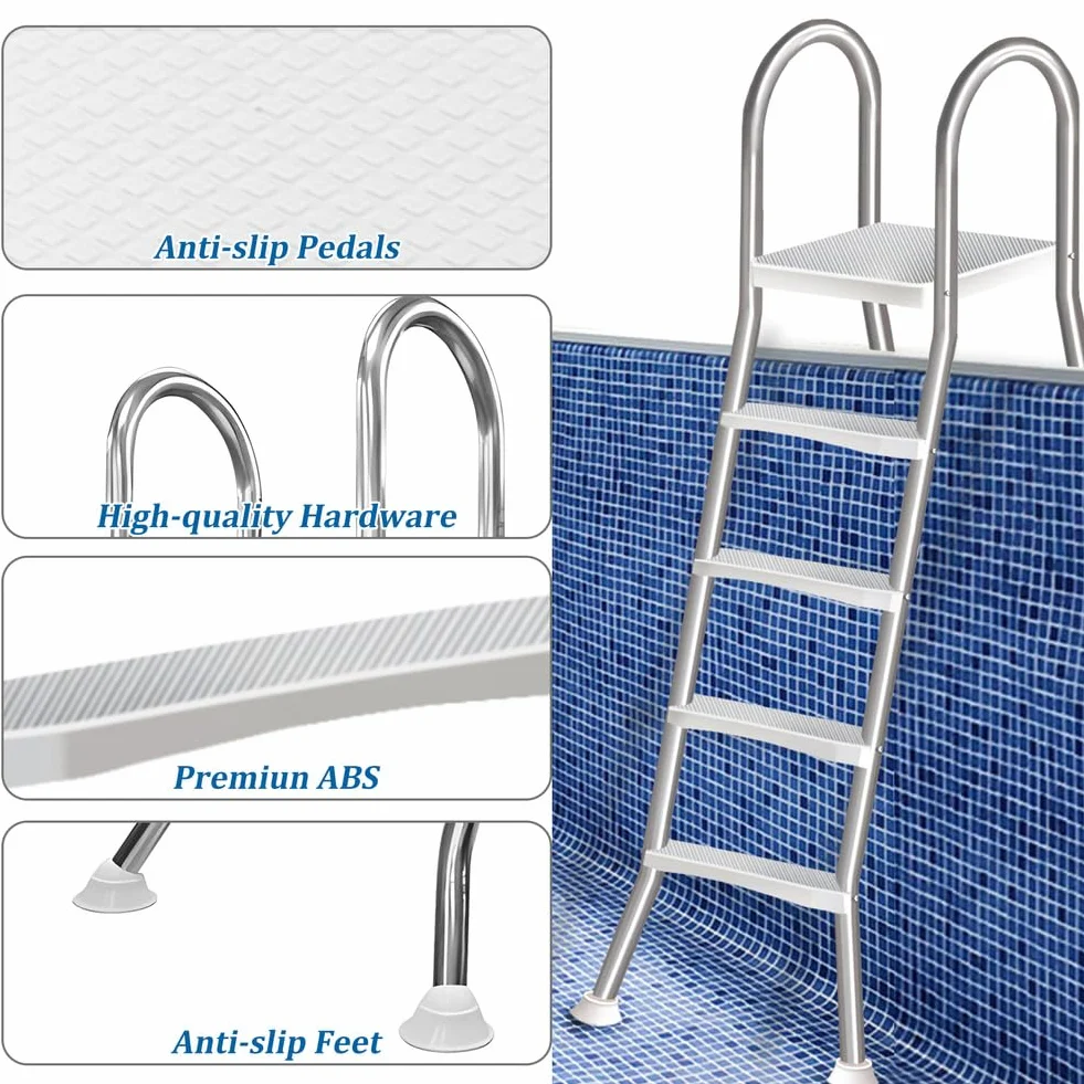 Escalera para piscina fuera de tierra de doble 4 peldaños acero capacidad 250 kg
