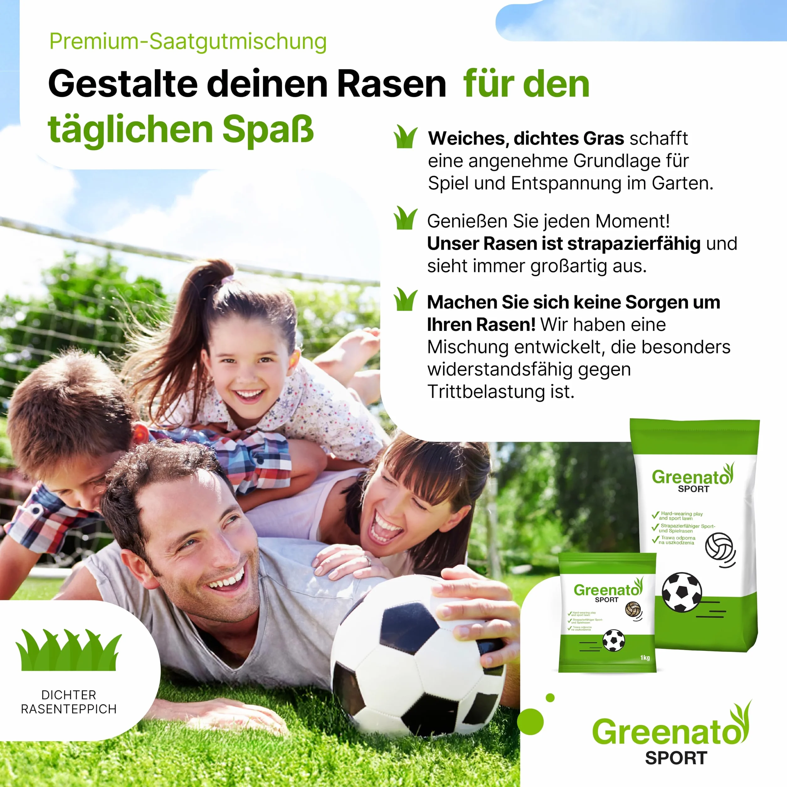 Semillas de césped Greenato Sport 25 kg Césped deportivo