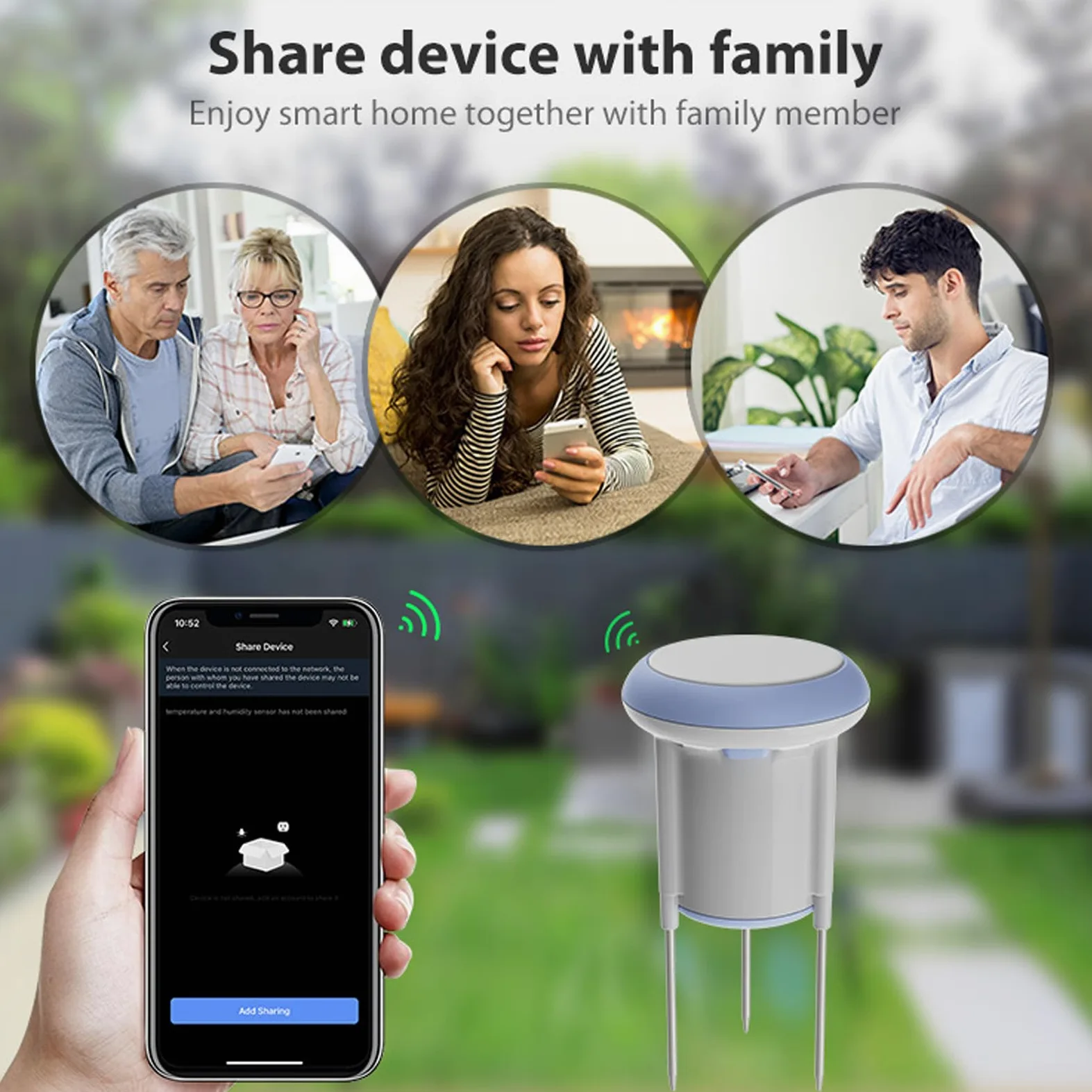 Luocute Sensor Inteligente de Humedad y Temperatura del Suelo, Wi-Fi, 5.0, IP66, Resistente Al Agua, Monitor para Plantas de Interior y Exterior, Comprobador de Temperatura y