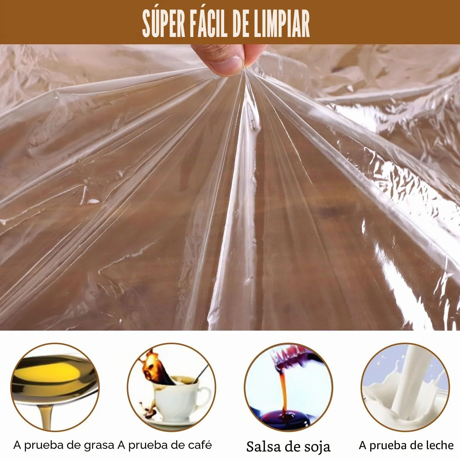 Mantel Redondo Elástico Impermeable Lavable Transparente 110-140 cm