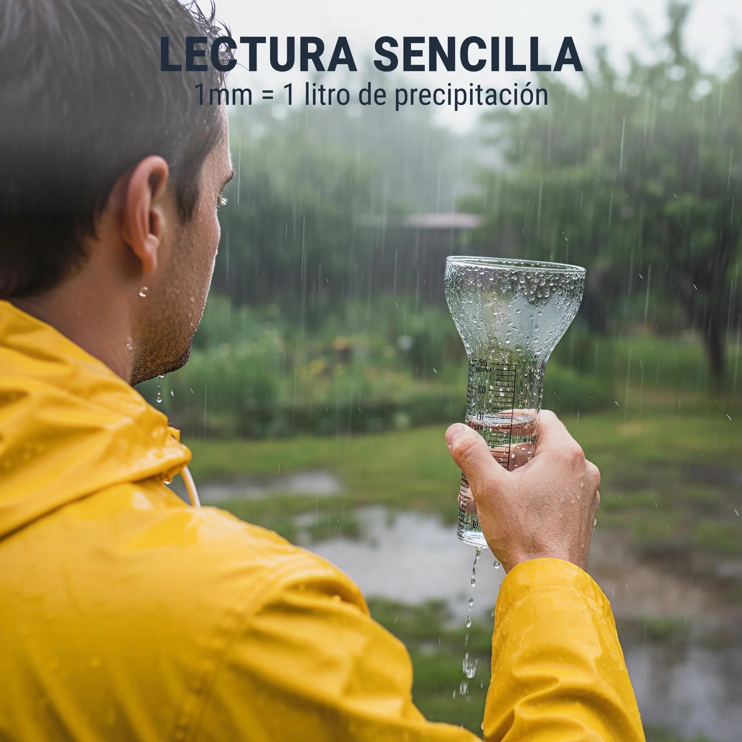 Pluviómetro de cristal de repuesto 35 mm/m² con soporte, medidor de precipitaciones