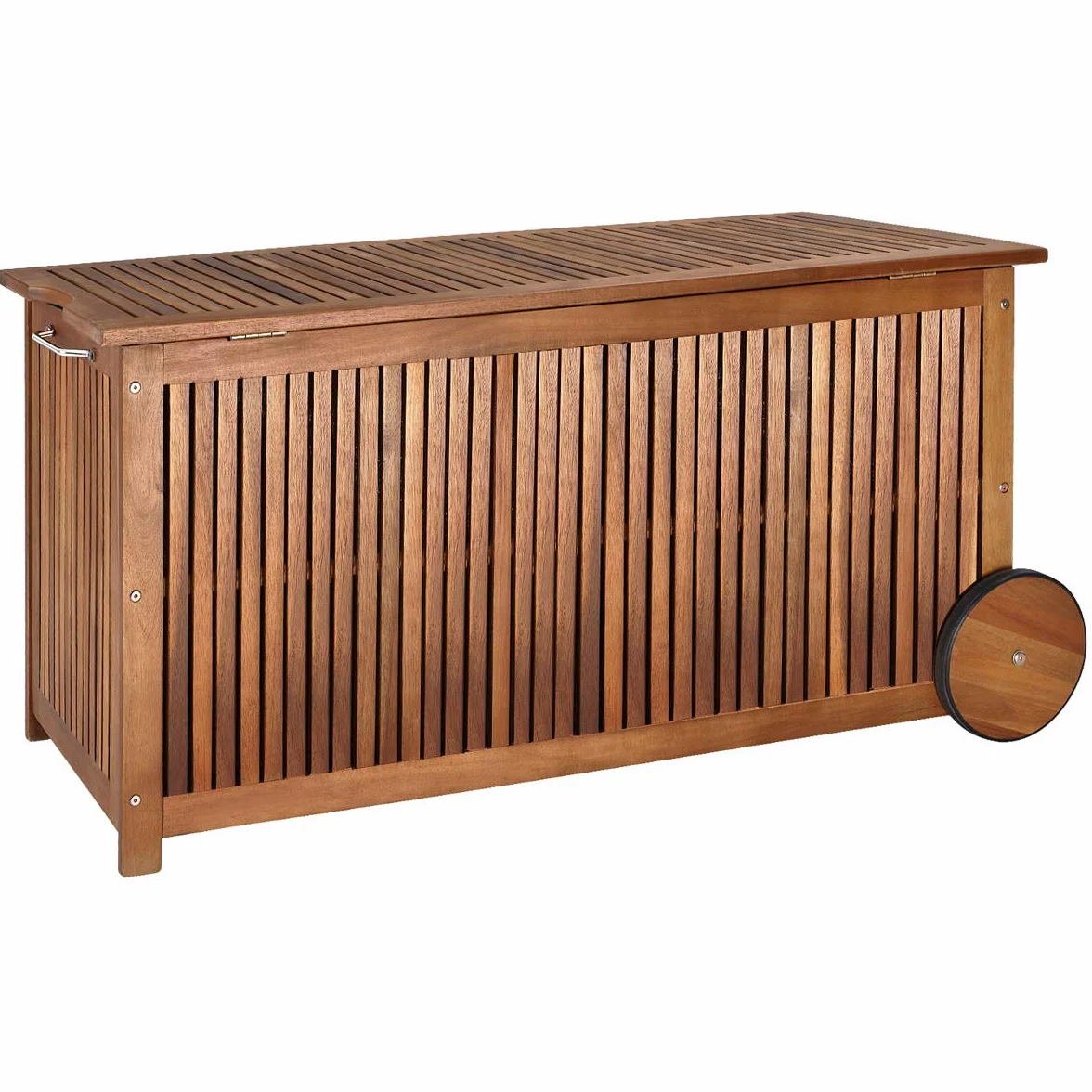 CASARIA Baúl de Almacenaje Exterior 350L Madera de Acacia con Ruedas 120x55x60cm