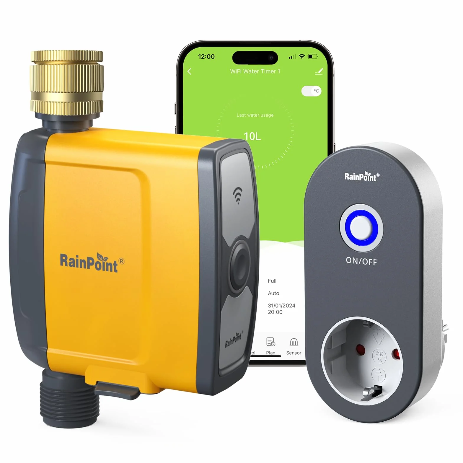 RAINPOINT Programador Riego WiFi 2.4 GHz, Temporizador Automático con App, Control por Voz, para Jardín Invernadero