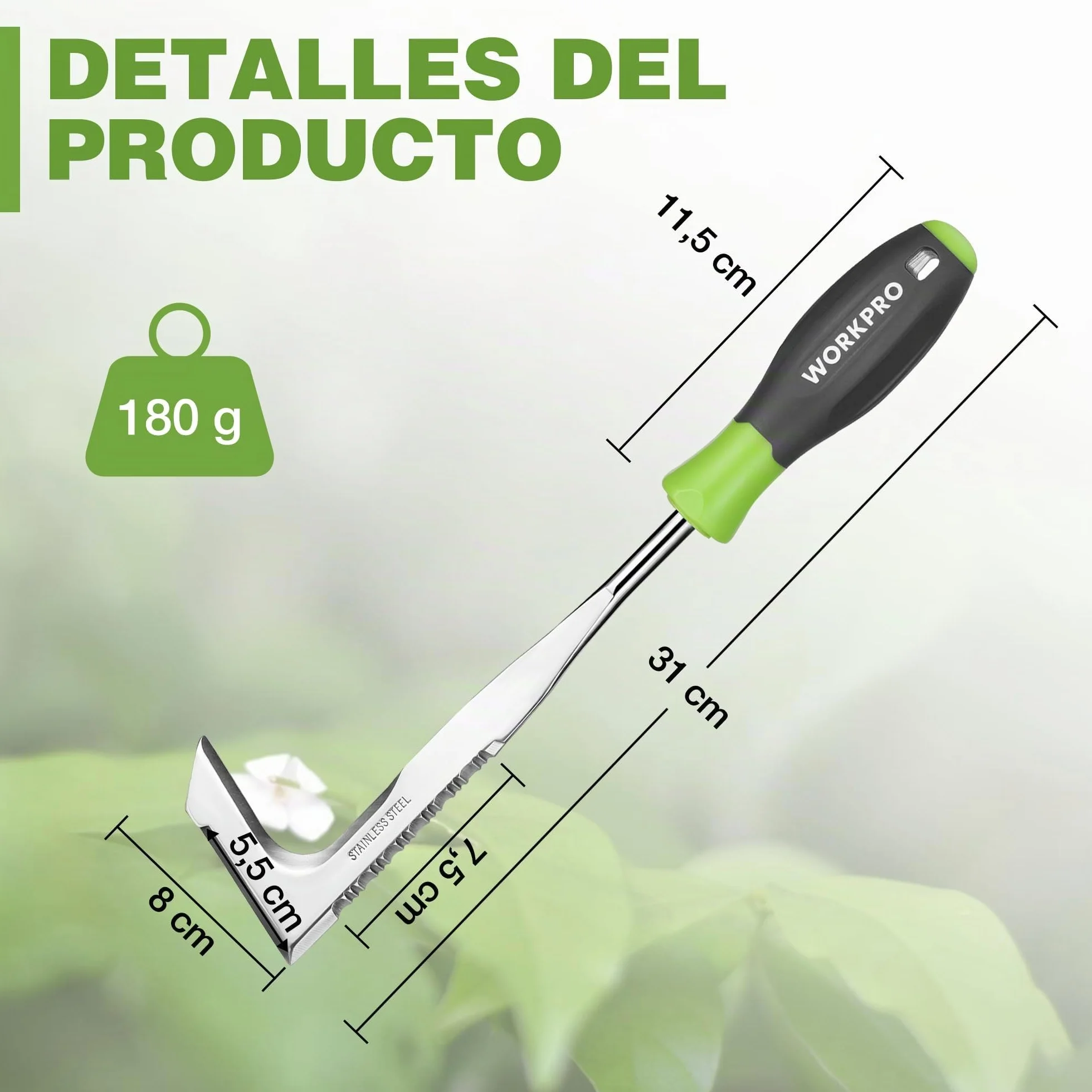 WORKPRO Desherbador Manual 31 cm Extractor Malas Hierbas