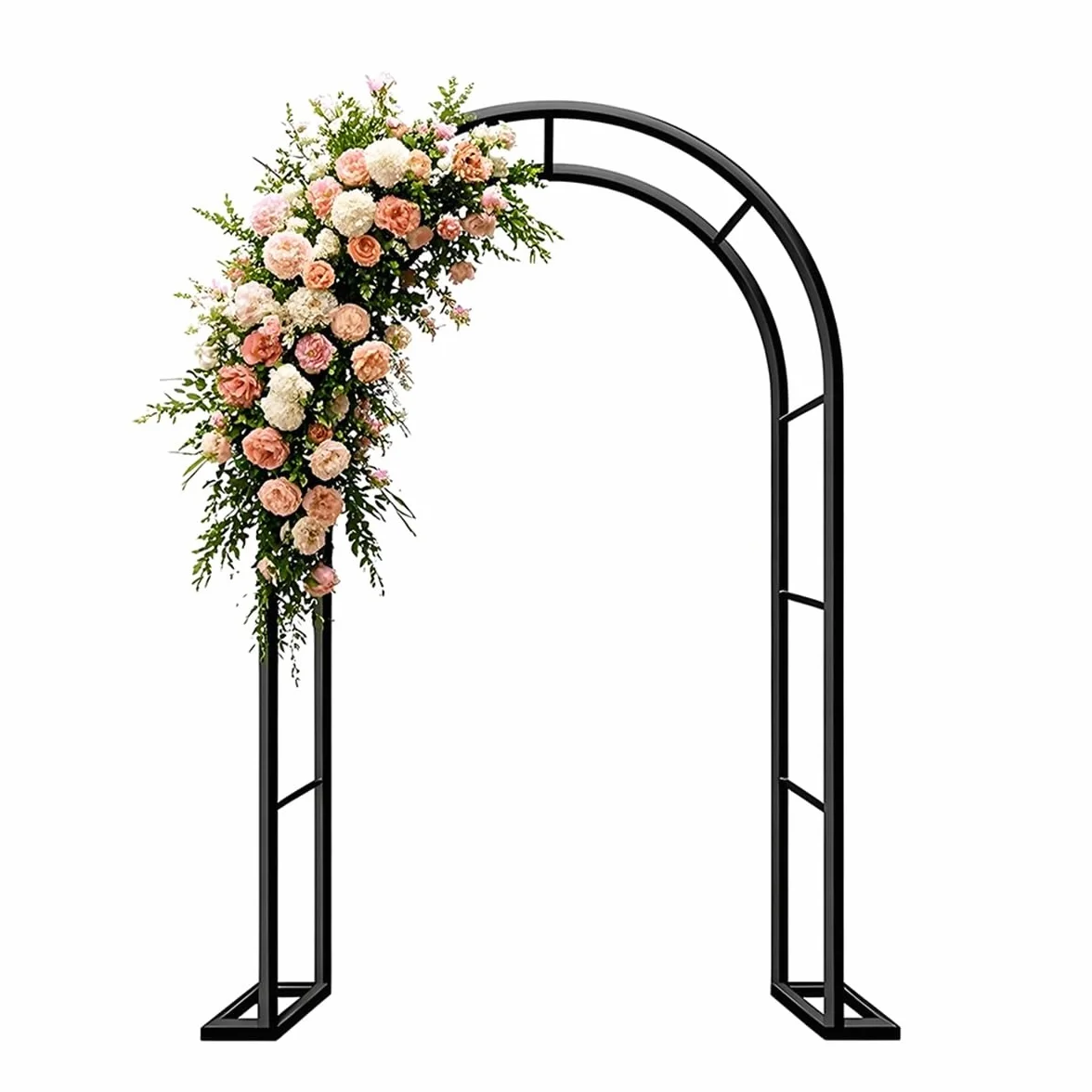 Arco De Rosas Y Plantas Trepadoras De Jardín, Decoracion Patio Arch De Metal, Tutor Enrejado para Al Aire Libre, Soporte De Flores para Boda, Fiesta, Ceremonia Exteriores(Black,W120 x H220cm)
