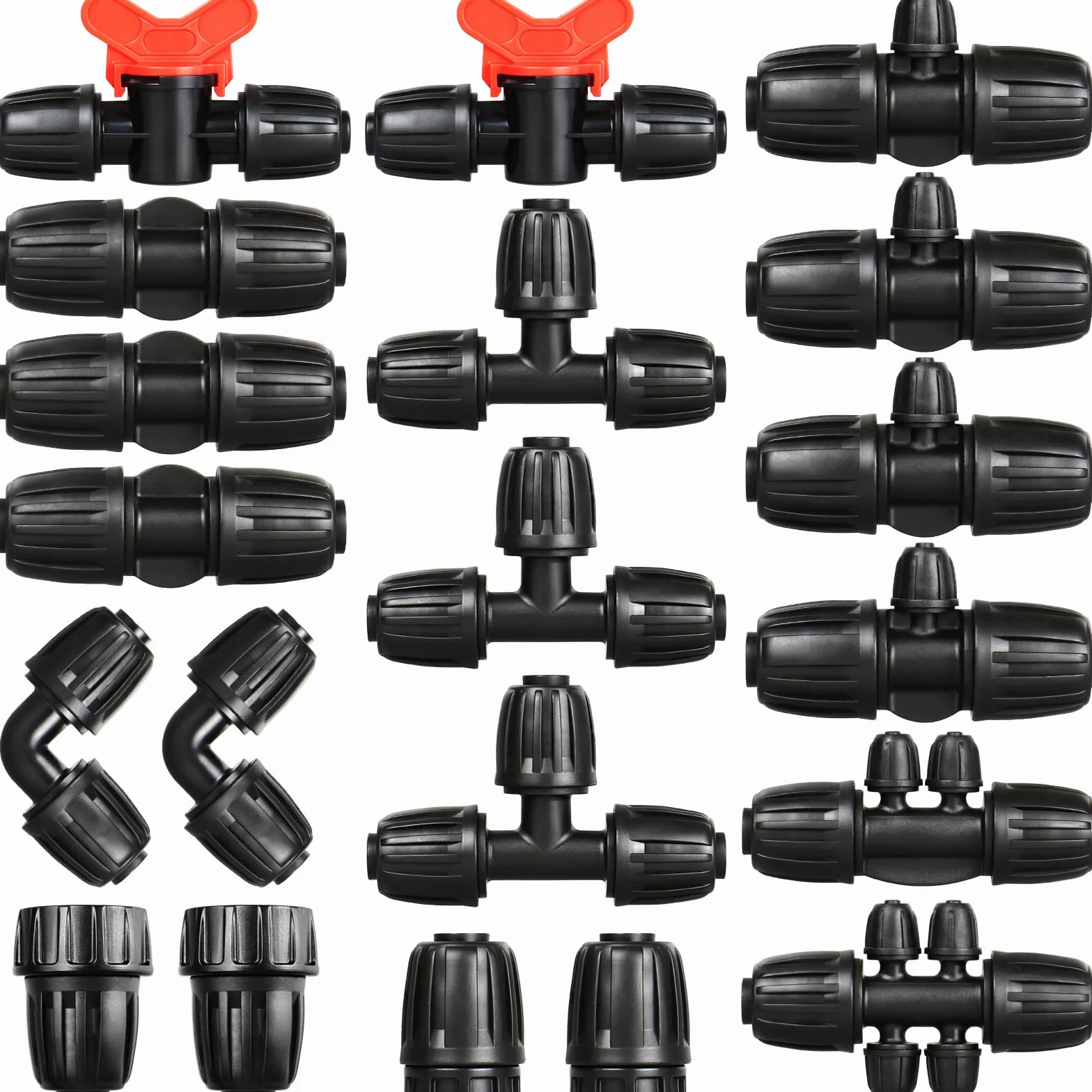 Kit de accesorios de riego por goteo de 1/2 pulgada: 20 conectores de tuerca bloqueada por goteo para tubos de riego por goteo de 1/2 pulgada (1/2 pulgada ID x 0.6-0.67 pulgadas OD) acoplamientos