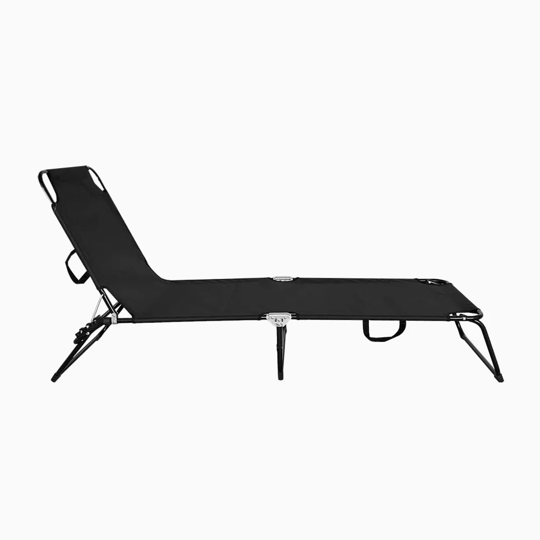 Acomoda Textil – Tumbona de Jardín Plegable y Reclinable en 3 Posiciones. Hamaca Cómoda y Resistente para Playa, Piscina, Jardín y Terraza Negro 188x55x24 cm.