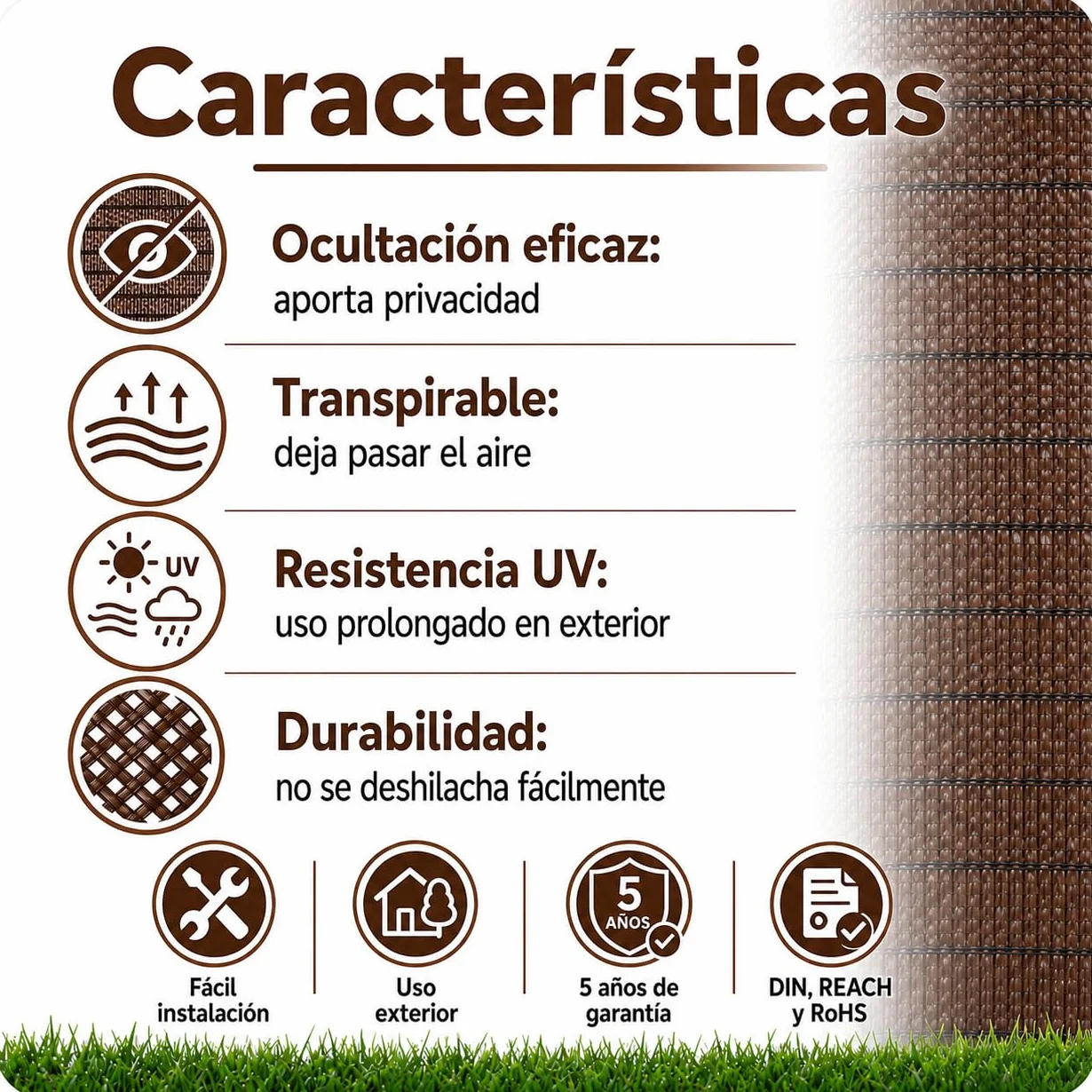 Malla ocultación jardín Marrón 2x10m Malla sombreo 90% Verde