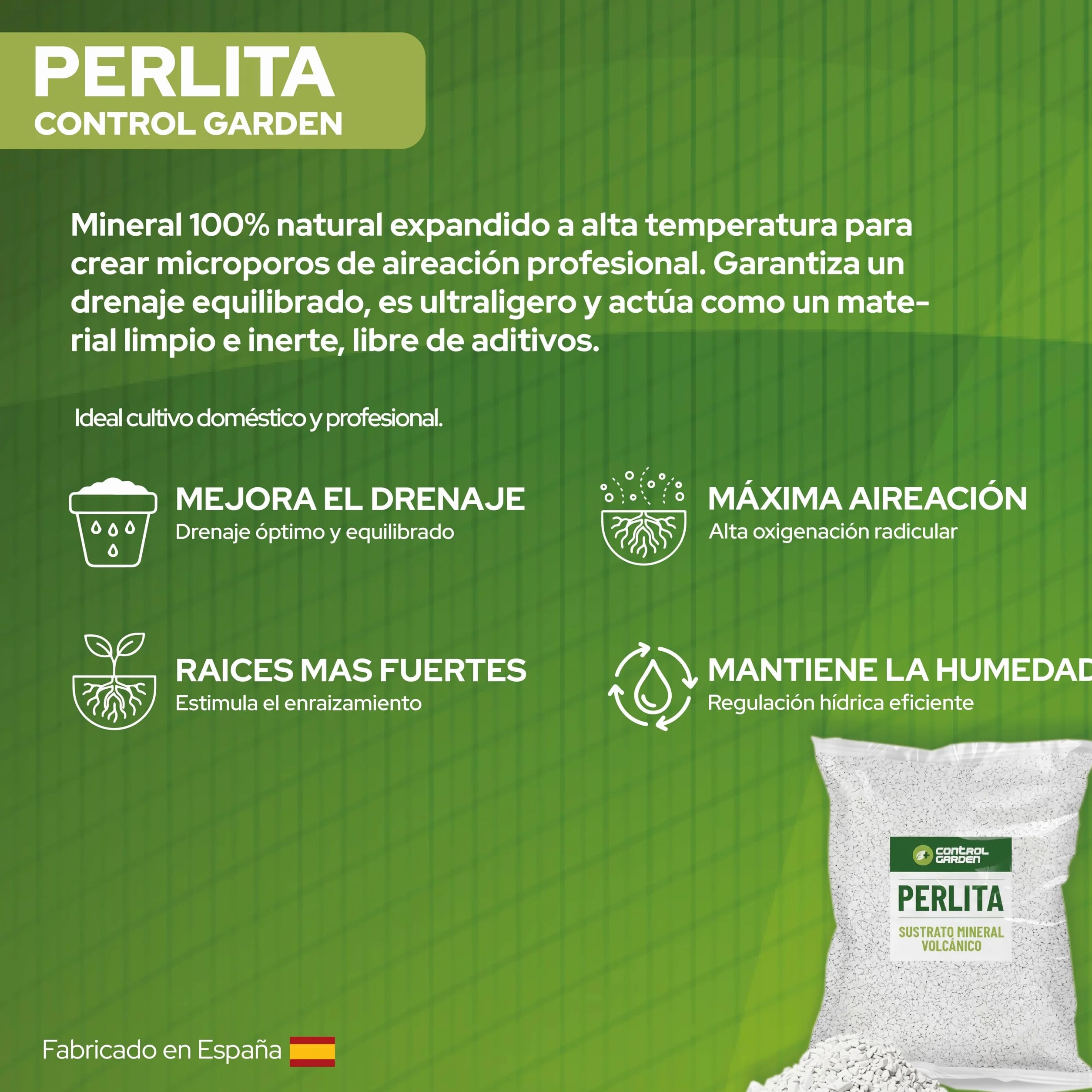Perlita 10L Sustrato Natural para Plantas y Cultivos Interior Exterior